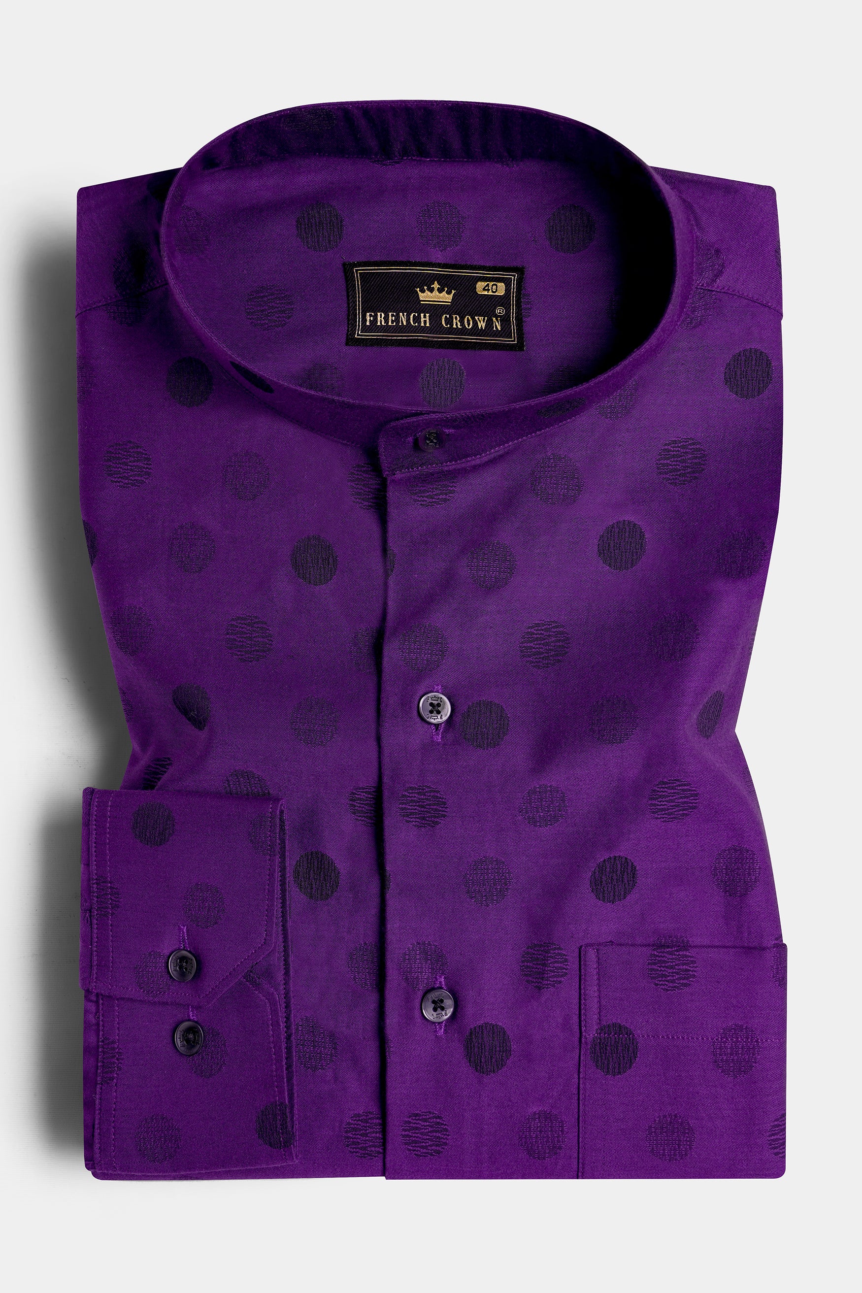 Valentino Purple with Haiti Blue and Plum Purple Polka Dotted Jacquard Textured Premium Giza Cotton Shirt 11751-M-BLK-38, 11751-M-BLK-H-38, 11751-M-BLK-39, 11751-M-BLK-H-39, 11751-M-BLK-40, 11751-M-BLK-H-40, 11751-M-BLK-42, 11751-M-BLK-H-42, 11751-M-BLK-44, 11751-M-BLK-H-44, 11751-M-BLK-46, 11751-M-BLK-H-46, 11751-M-BLK-48, 11751-M-BLK-H-48, 11751-M-BLK-50, 11751-M-BLK-H-50, 11751-M-BLK-52, 11751-M-BLK-H-52