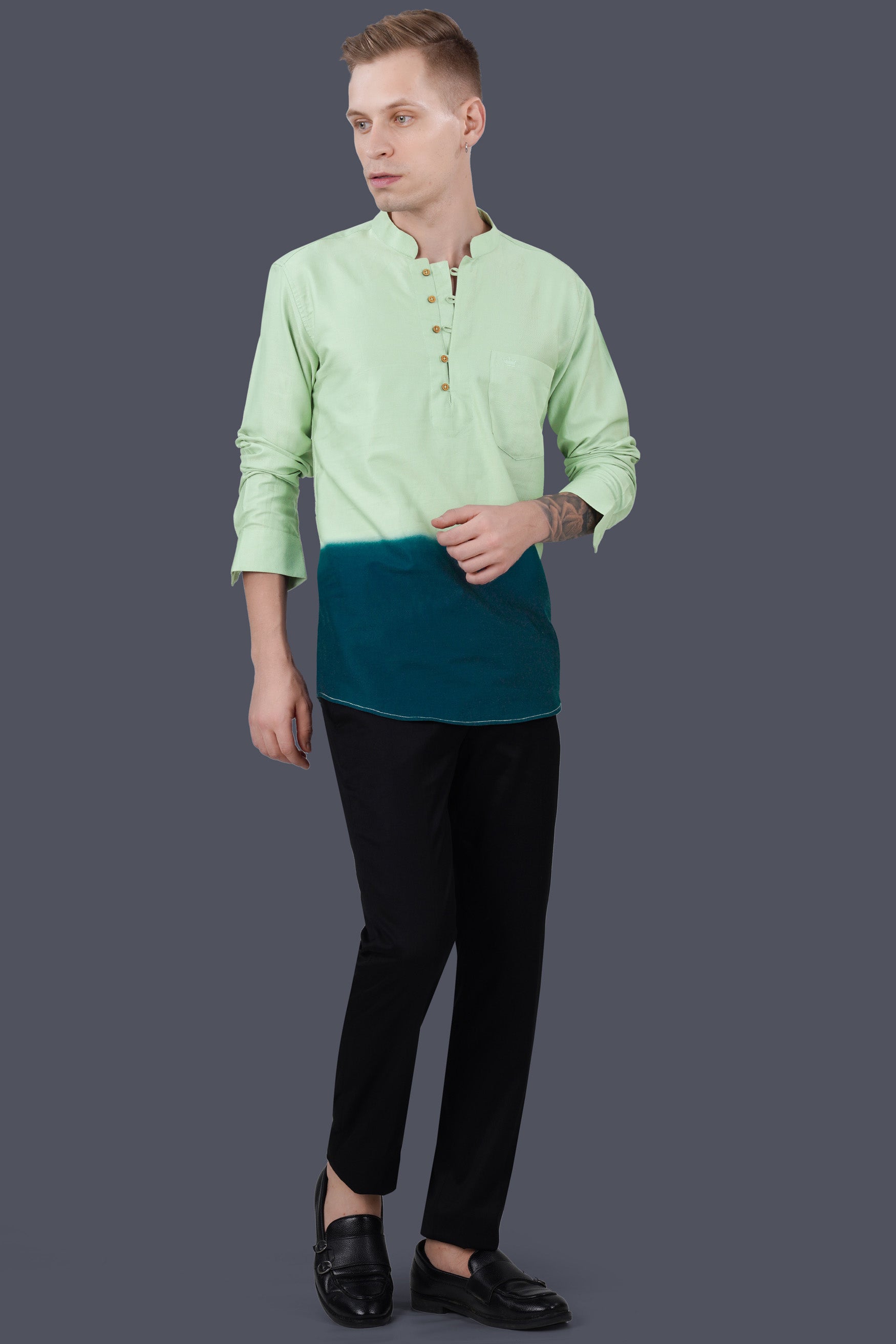 Envy Green and Prussian Blue Twill Premium Cotton Kurta Shirt 11757-KS-38, 11757-KS-H-38, 11757-KS-39, 11757-KS-H-39, 11757-KS-40, 11757-KS-H-40, 11757-KS-42, 11757-KS-H-42, 11757-KS-44, 11757-KS-H-44, 11757-KS-46, 11757-KS-H-46, 11757-KS-48, 11757-KS-H-48, 11757-KS-50, 11757-KS-H-50, 11757-KS-52, 11757-KS-H-52