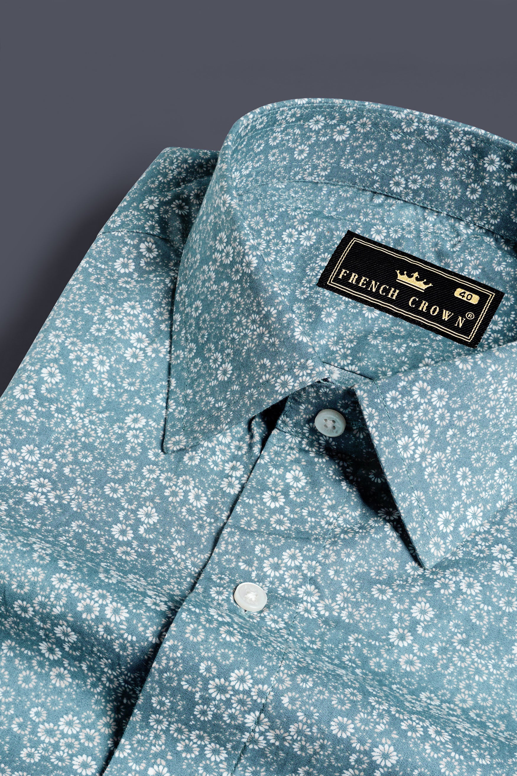 Hippie Blue and White Ditsy Printed Premium Cotton Shirt 11758-38, 11758-H-38, 11758-39, 11758-H-39, 11758-40, 11758-H-40, 11758-42, 11758-H-42, 11758-44, 11758-H-44, 11758-46, 11758-H-46, 11758-48, 11758-H-48, 11758-50, 11758-H-50, 11758-52, 11758-H-52