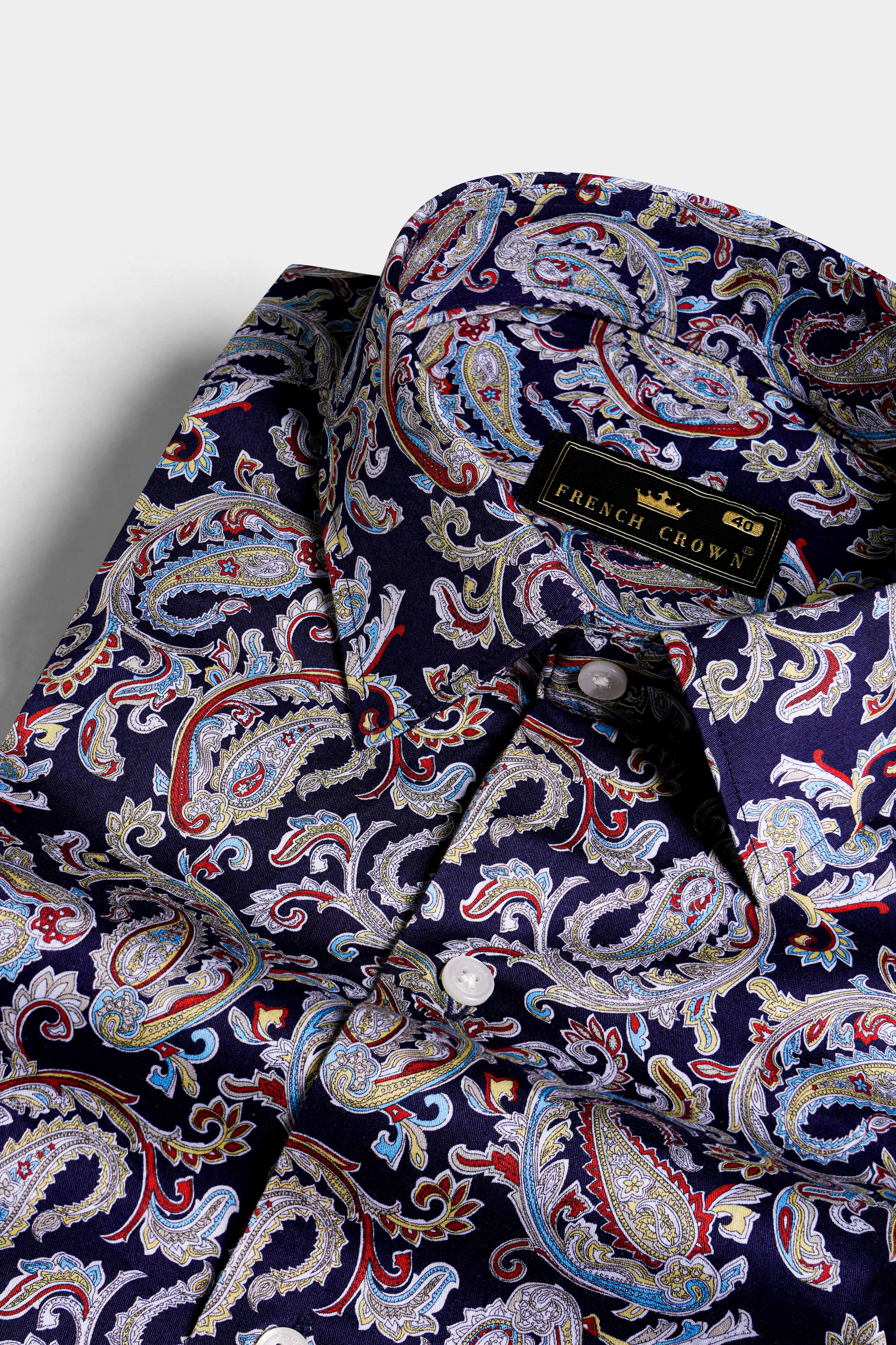 Violent Purple and Madder Red Multicolour Paisley Printed Subtle Sheen Super soft Premium Cotton Shirt 11763-38, 11763-H-38, 11763-39, 11763-H-39, 11763-40, 11763-H-40, 11763-42, 11763-H-42, 11763-44, 11763-H-44, 11763-46, 11763-H-46, 11763-48, 11763-H-48, 11763-50, 11763-H-50, 11763-52, 11763-H-52