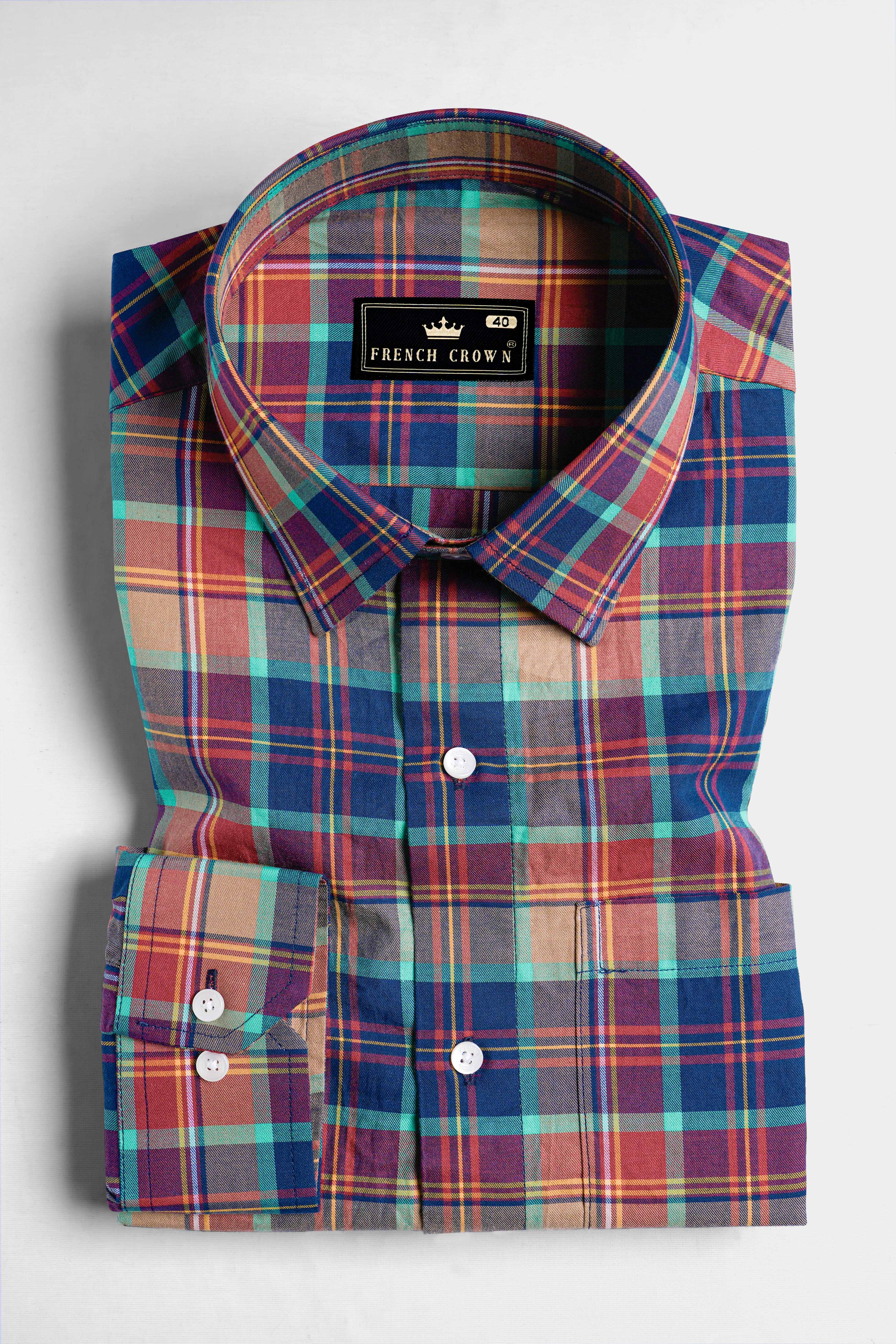 Midnight Blue and Cadillac Pink Twill Plaid Premium Cotton Shirt 11765-38, 11765-H-38, 11765-39, 11765-H-39, 11765-40, 11765-H-40, 11765-42, 11765-H-42, 11765-44, 11765-H-44, 11765-46, 11765-H-46, 11765-48, 11765-H-48, 11765-50, 11765-H-50, 11765-52, 11765-H-52