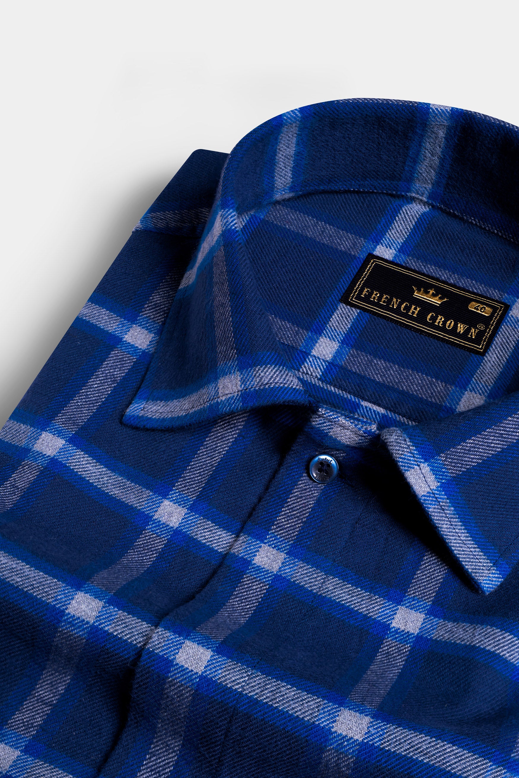 Downriver Blue and White Twill Checkered Premium Cotton Designer Overshirt