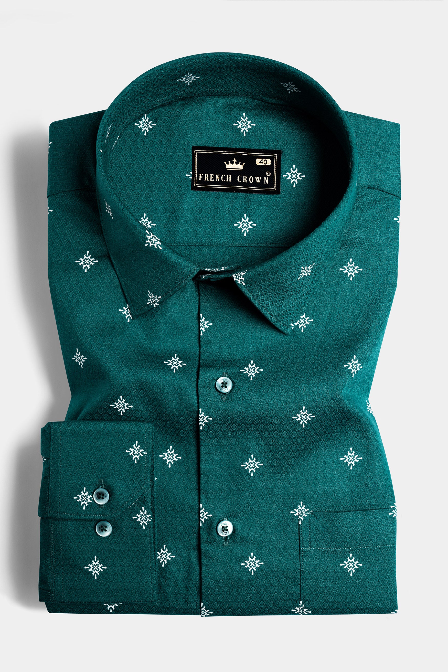 Eden Green Dobby Textured Premium Giza Cotton Shirt