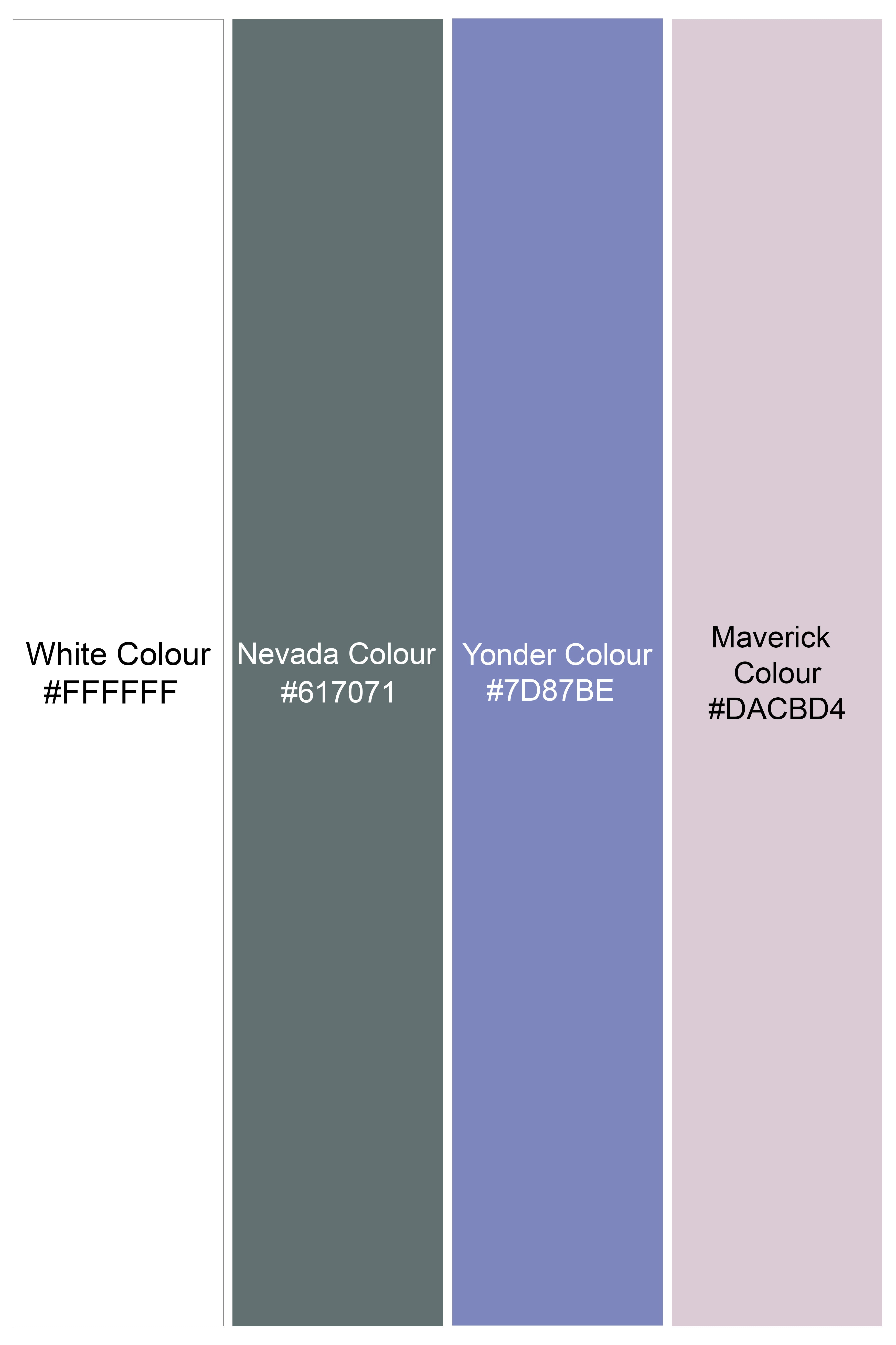 Bright White with Nevada Green and Yonder Blue Multicolour Striped Premium Cotton Shirt