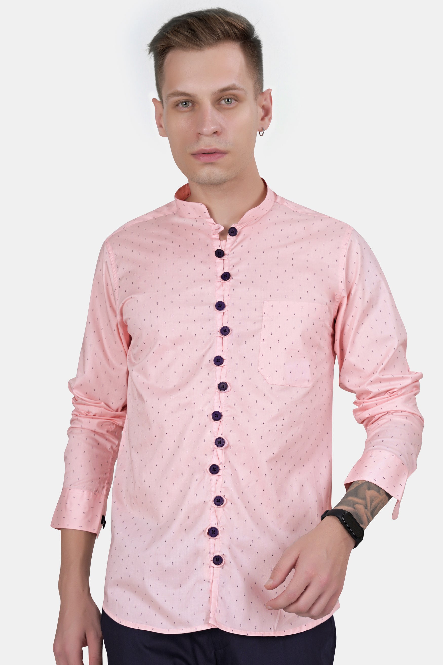 Thistle Pink Printed Subtle Sheen Super Soft Premium Cotton Designer Shirt