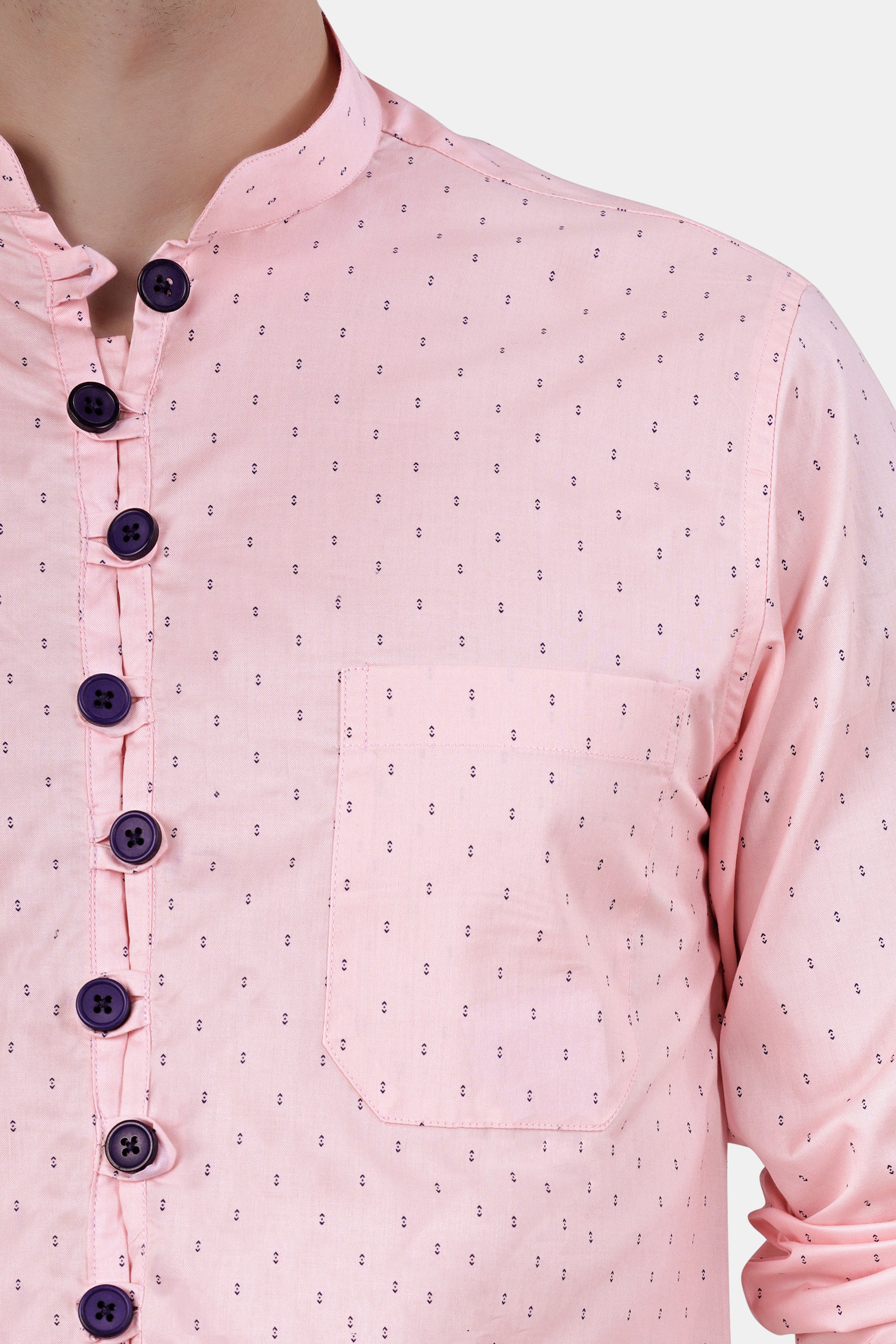 Thistle Pink Printed Subtle Sheen Super Soft Premium Cotton Designer Shirt