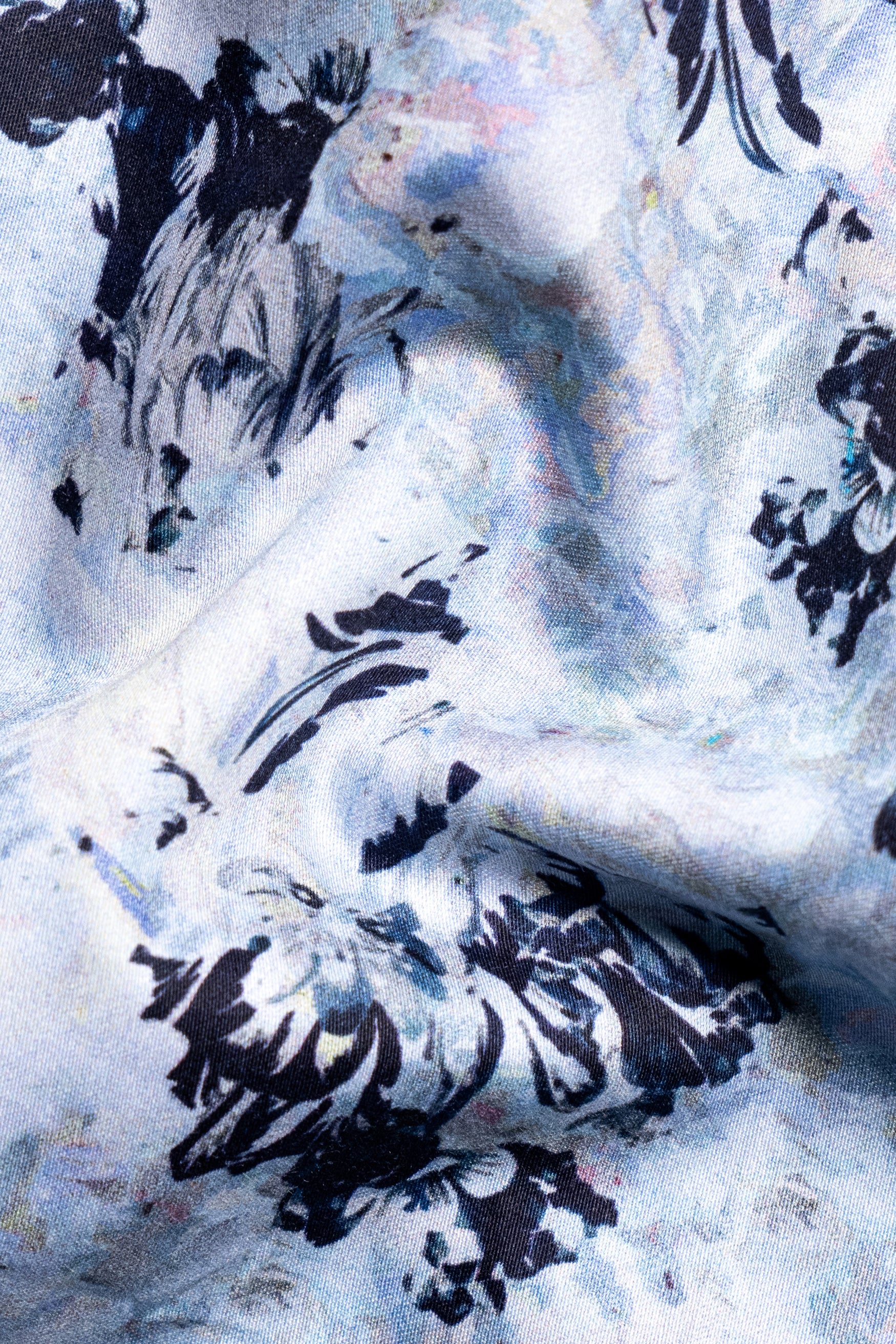 Bright White and Downriver Blue Abstract Printed Subtle Sheen Super Soft Premium Cotton Shirt