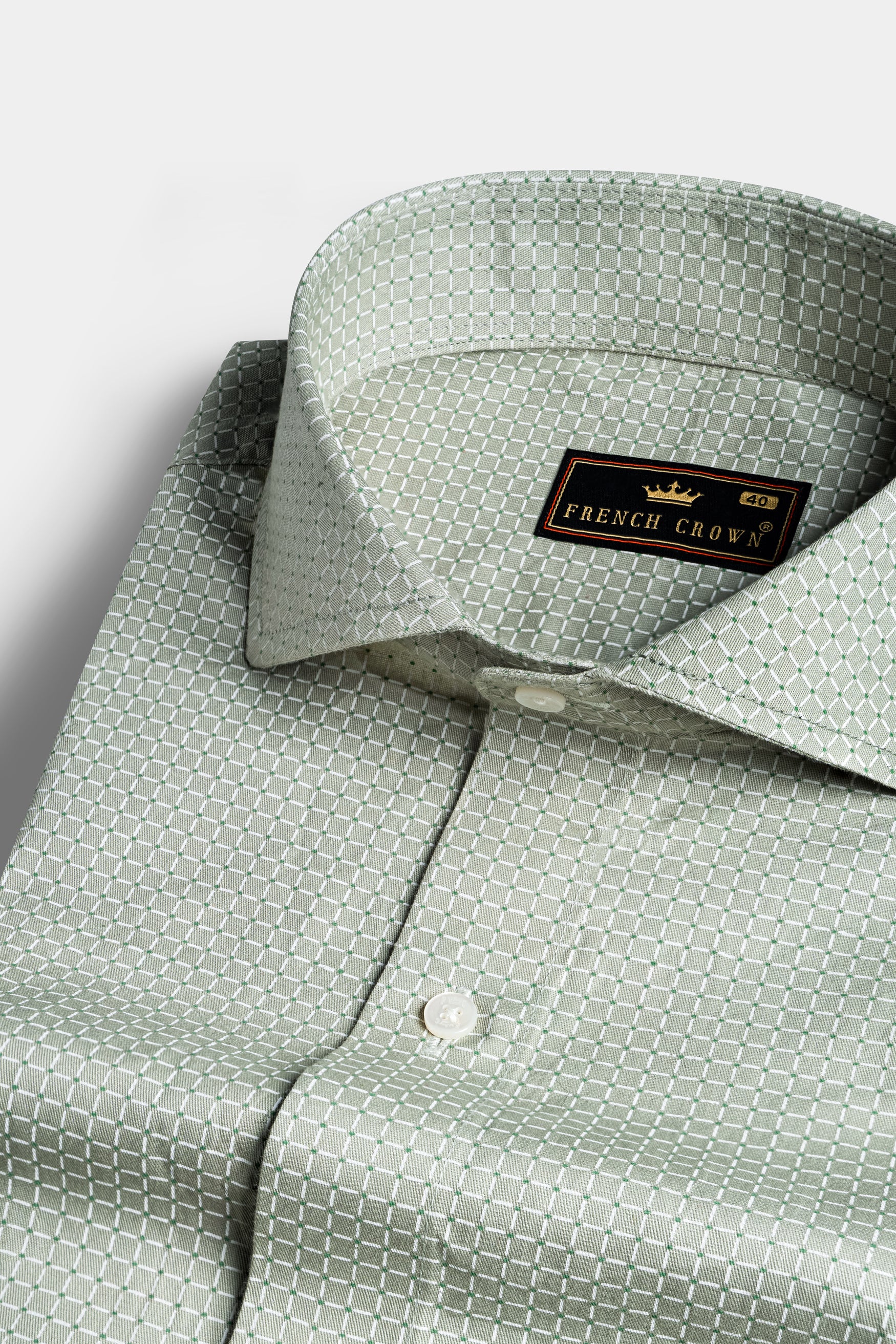 Mantle Green and Black Checkered Dobby Textured Premium Giza Cotton Shirt