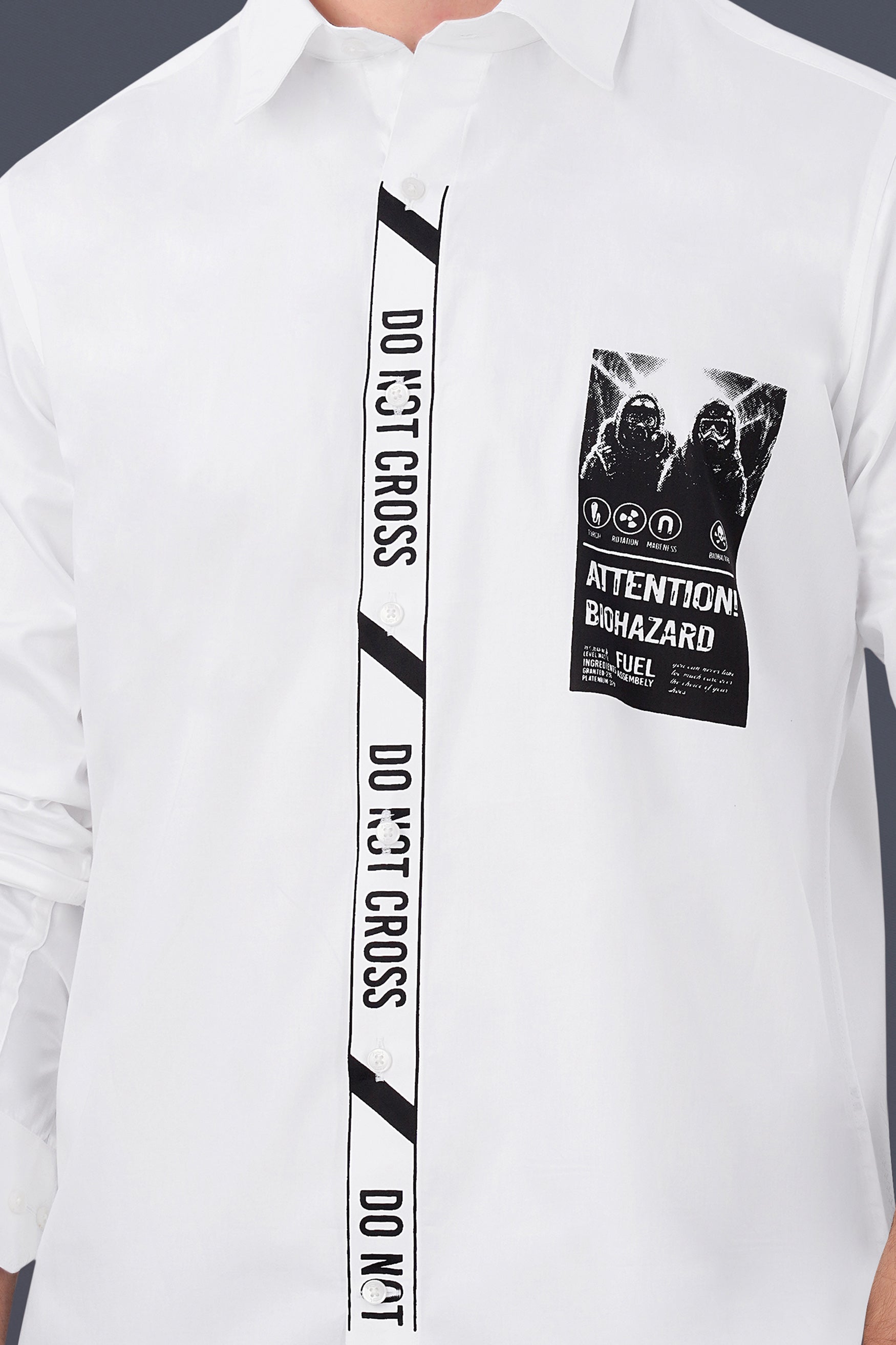 Bright White Printed Subtle Sheen Super Soft Premium Cotton Designer Shirt