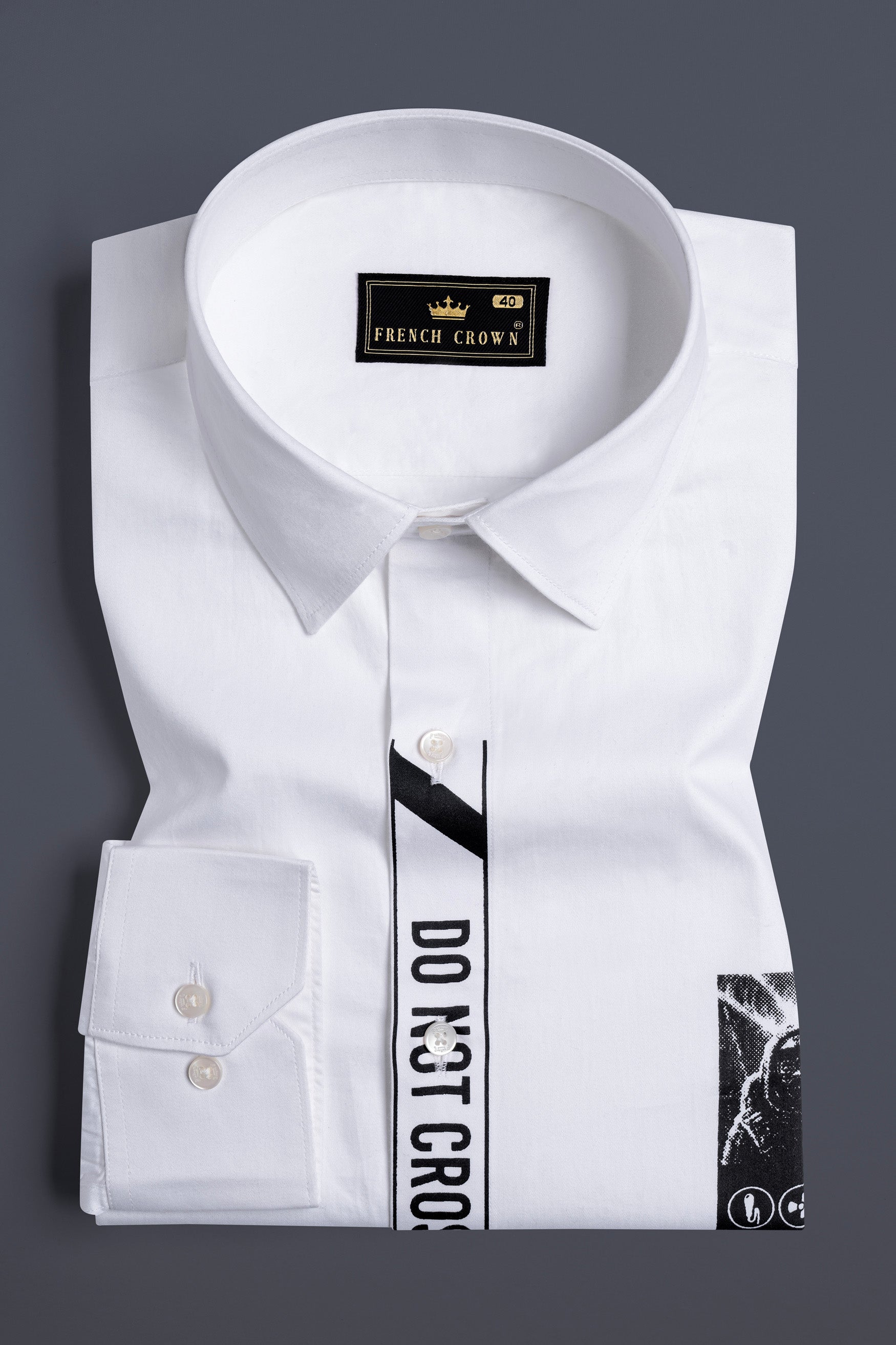 Bright White Printed Subtle Sheen Super Soft Premium Cotton Designer Shirt