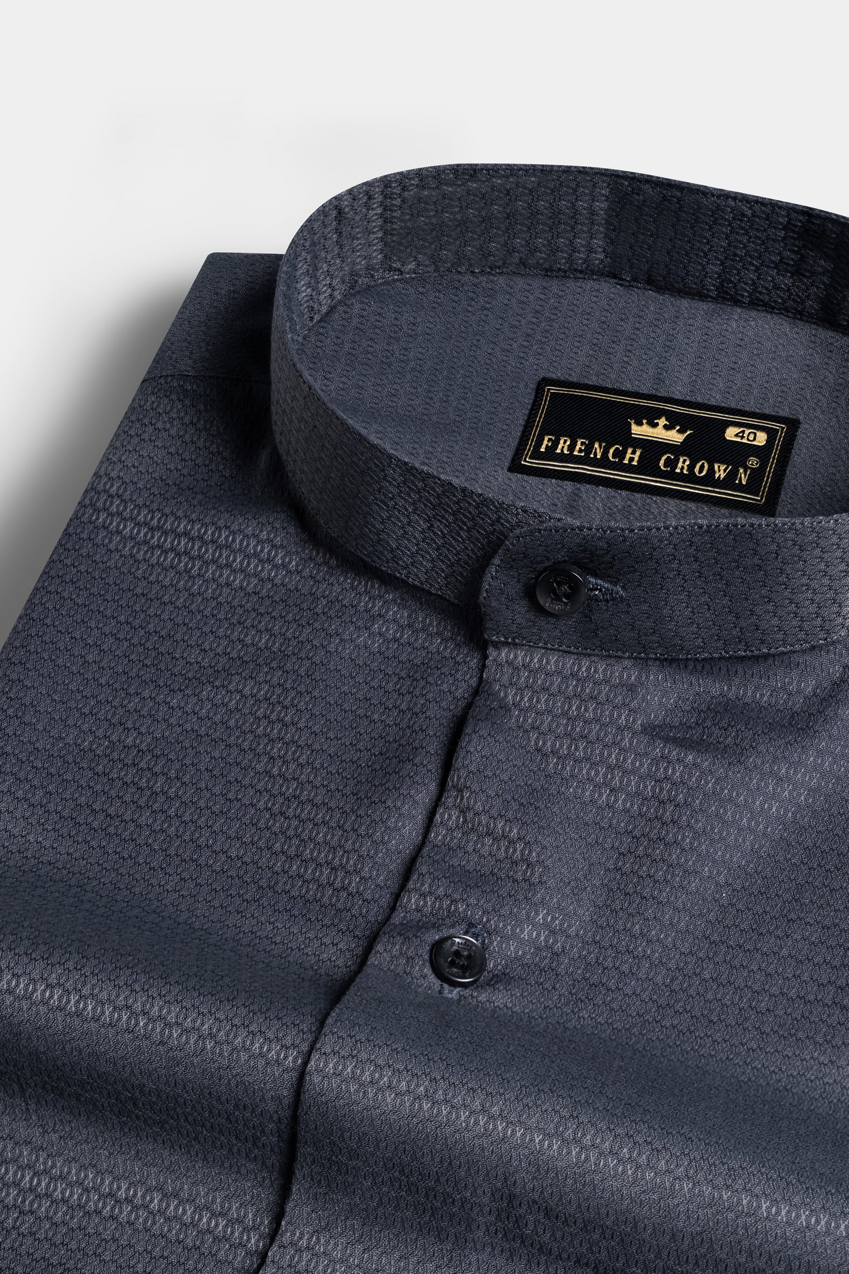 Gunmetal Gray Casual Textured Premium Cotton Shirt For Men 15in / 38cm / XS / Half / Short Sleeves