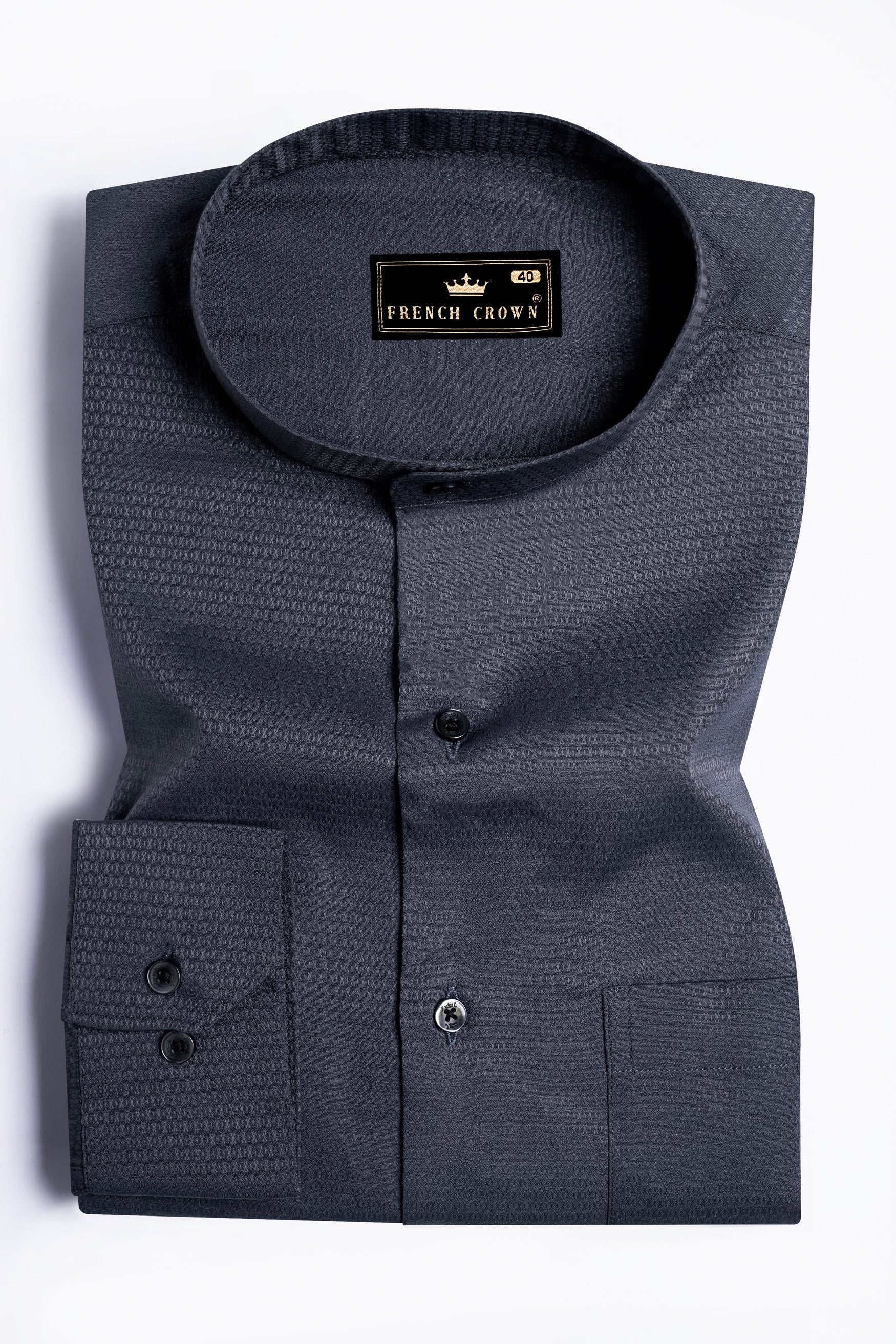 Gunmetal Gray Dobby Textured Premium Giza Cotton Shirt
