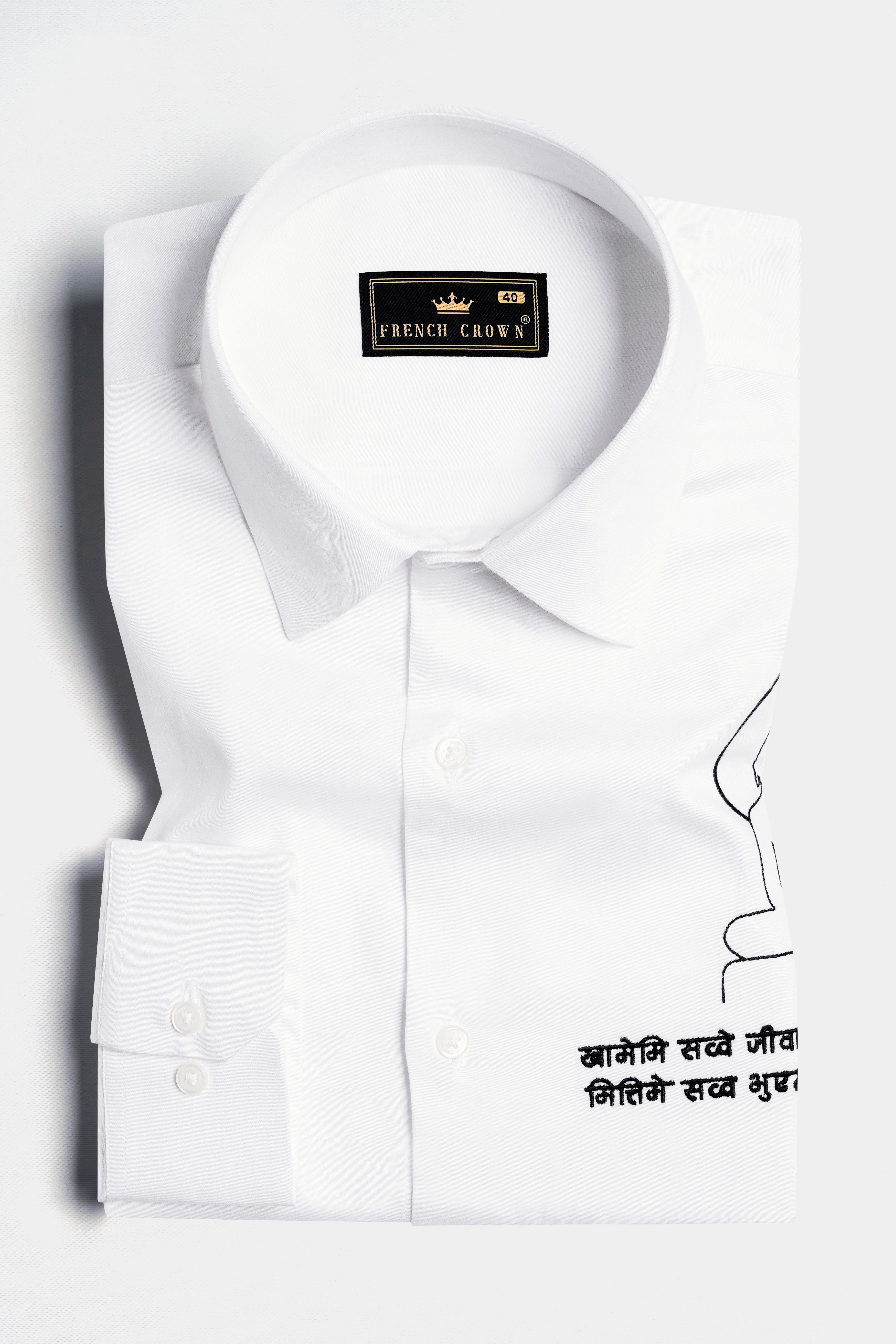 Bright White Gautam Budha Embroidered Subtle Sheen Super Super Soft Premium Cotton Designer Shirt 11936-E297-38, 11936-E297-H-38, 11936-E297-39, 11936-E297-H-39, 11936-E297-40, 11936-E297-H-40, 11936-E297-42, 11936-E297-H-42, 11936-E297-44, 11936-E297-H-44, 11936-E297-46, 11936-E297-H-46, 11936-E297-48, 11936-E297-H-48, 11936-E297-50, 11936-E297-H-50, 11936-E297-52, 11936-E297-H-52