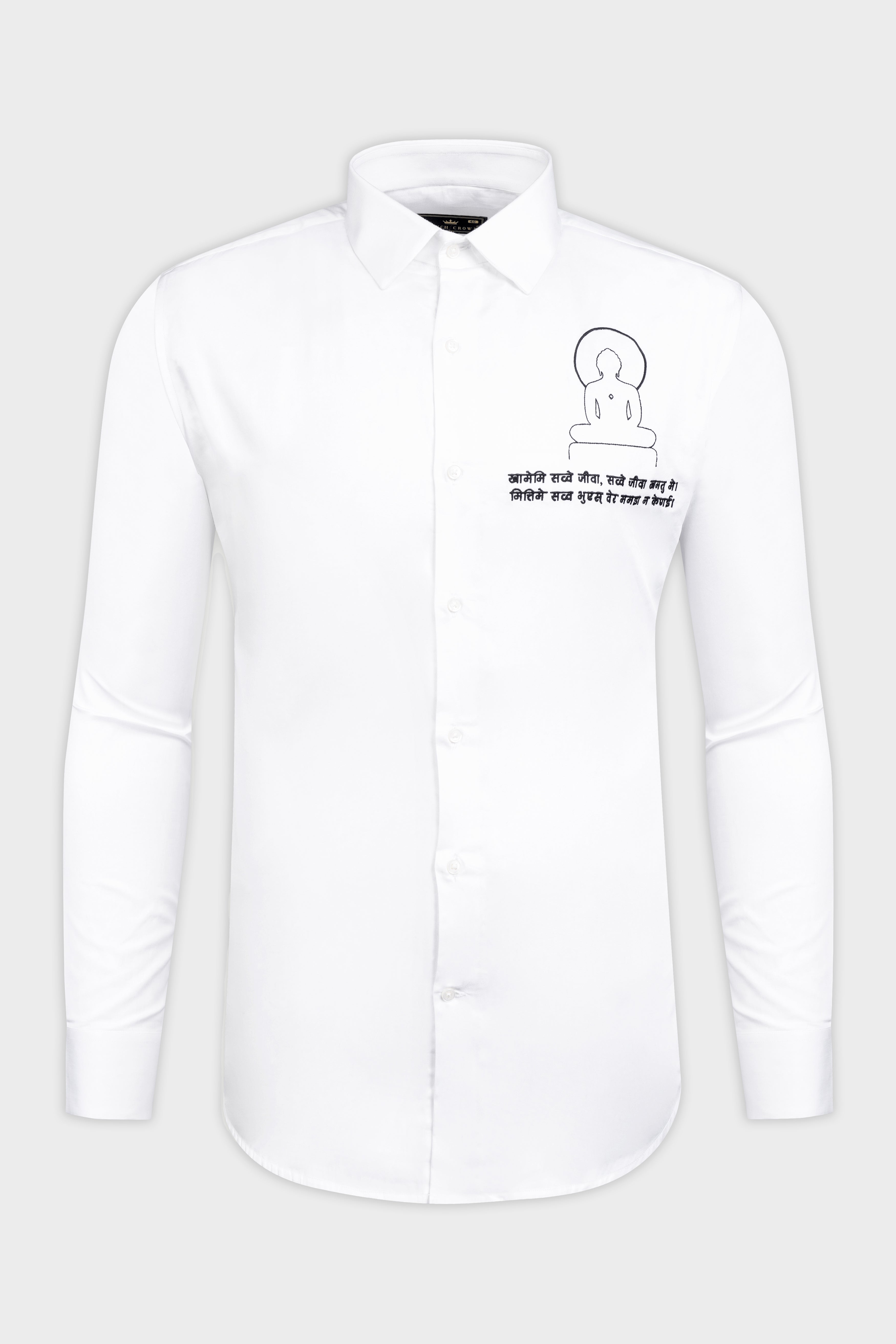 Bright White Gautam Budha Embroidered Subtle Sheen Super Super Soft Premium Cotton Designer Shirt 11936-E297-38, 11936-E297-H-38, 11936-E297-39, 11936-E297-H-39, 11936-E297-40, 11936-E297-H-40, 11936-E297-42, 11936-E297-H-42, 11936-E297-44, 11936-E297-H-44, 11936-E297-46, 11936-E297-H-46, 11936-E297-48, 11936-E297-H-48, 11936-E297-50, 11936-E297-H-50, 11936-E297-52, 11936-E297-H-52