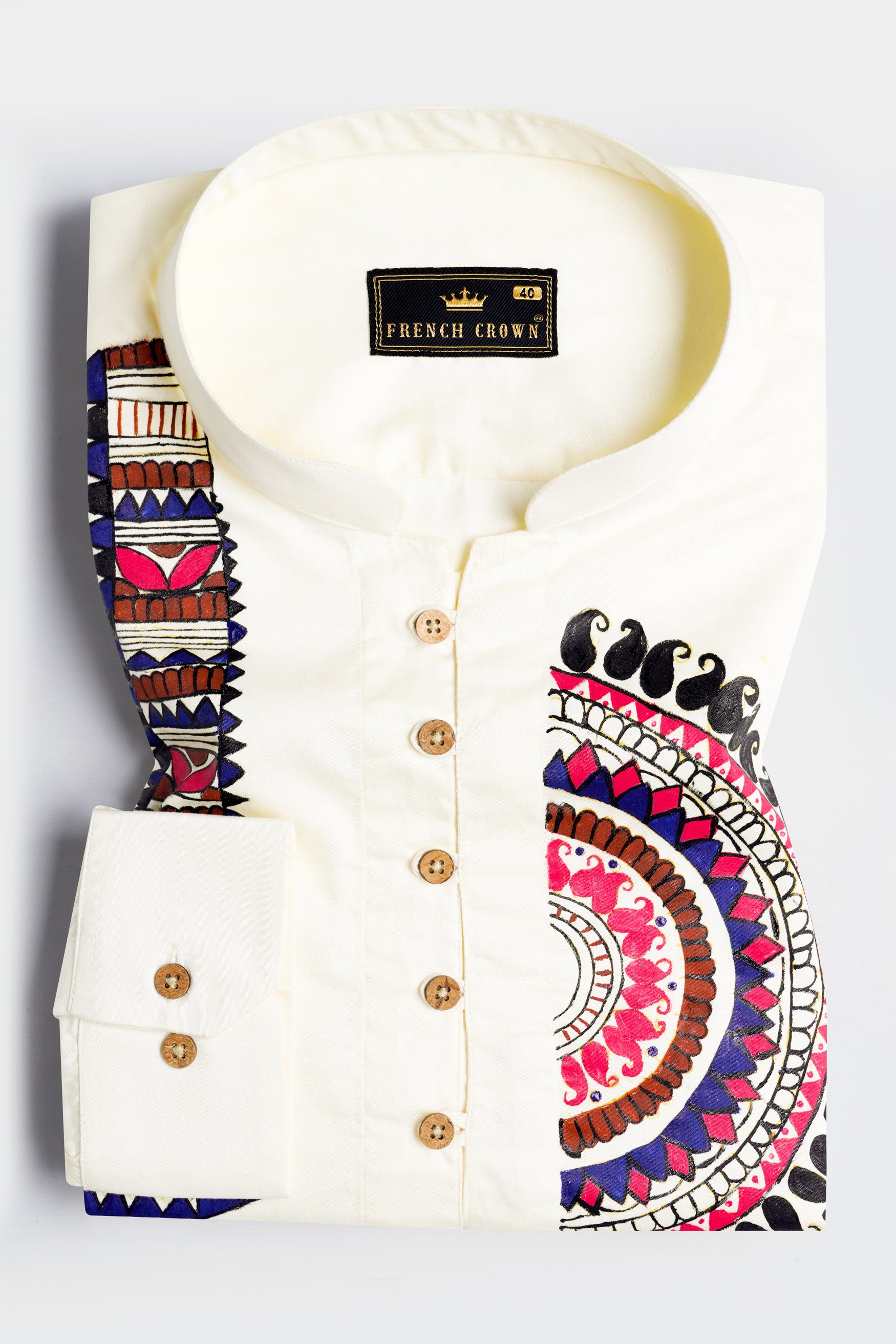 Almond Cream Mandala Art Hand Painted Subtle Sheen Super Soft Premium Cotton Designer Shirt 11944-KS-ART-38, 11944-KS-ART-H-38, 11944-KS-ART-39, 11944-KS-ART-H-39, 11944-KS-ART-40, 11944-KS-ART-H-40, 11944-KS-ART-42, 11944-KS-ART-H-42, 11944-KS-ART-44, 11944-KS-ART-H-44, 11944-KS-ART-46, 11944-KS-ART-H-46, 11944-KS-ART-48, 11944-KS-ART-H-48, 11944-KS-ART-50, 11944-KS-ART-H-50, 11944-KS-ART-52, 11944-KS-ART-H-52