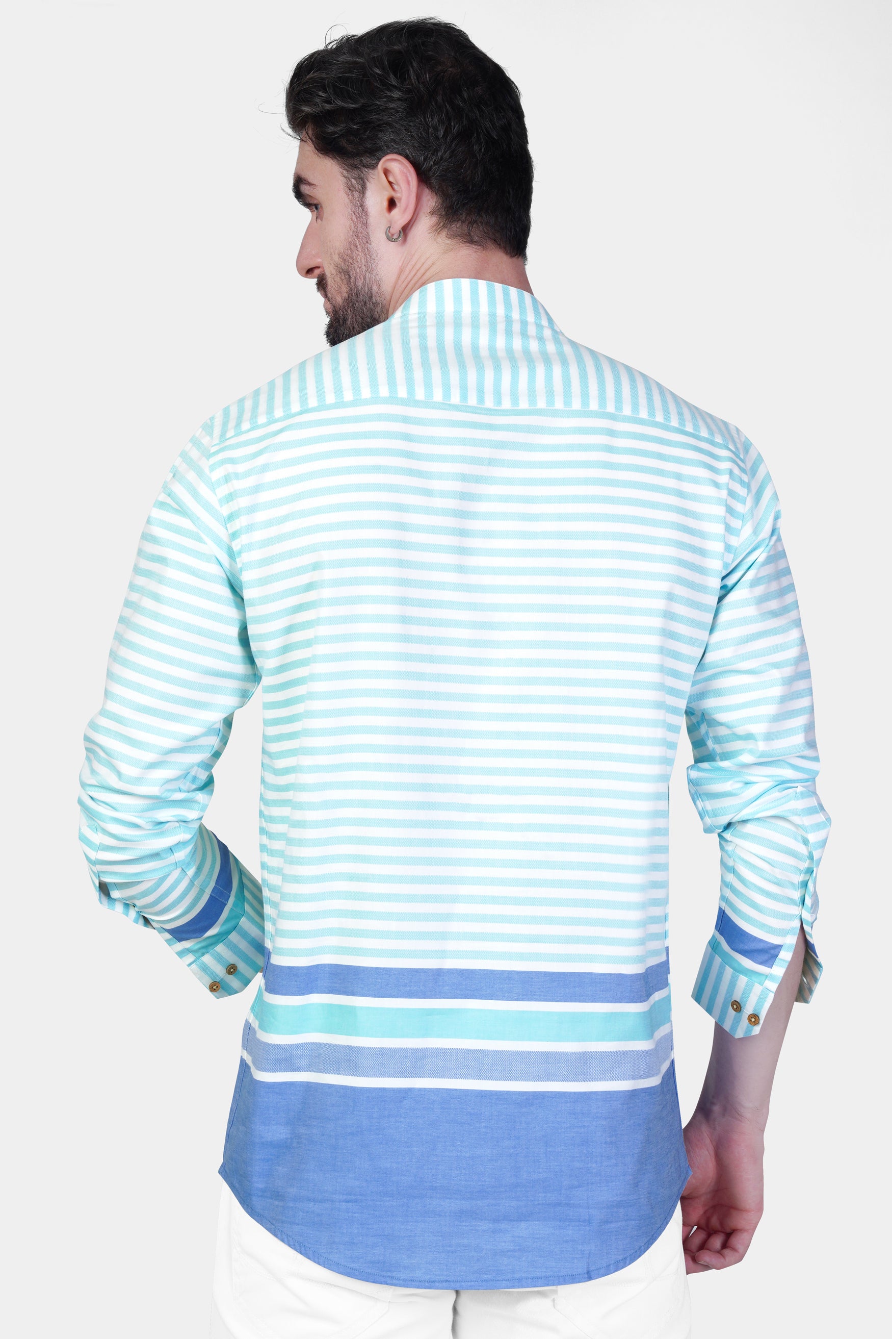 Tiffany Blue and White Striped Dobby textured Premium Giza Cotton Kurta Shirt 11950-KS-38, 11950-KS-H-38, 11950-KS-39, 11950-KS-H-39, 11950-KS-40, 11950-KS-H-40, 11950-KS-42, 11950-KS-H-42, 11950-KS-44, 11950-KS-H-44, 11950-KS-46, 11950-KS-H-46, 11950-KS-48, 11950-KS-H-48, 11950-KS-50, 11950-KS-H-50, 11950-KS-52, 11950-KS-H-52