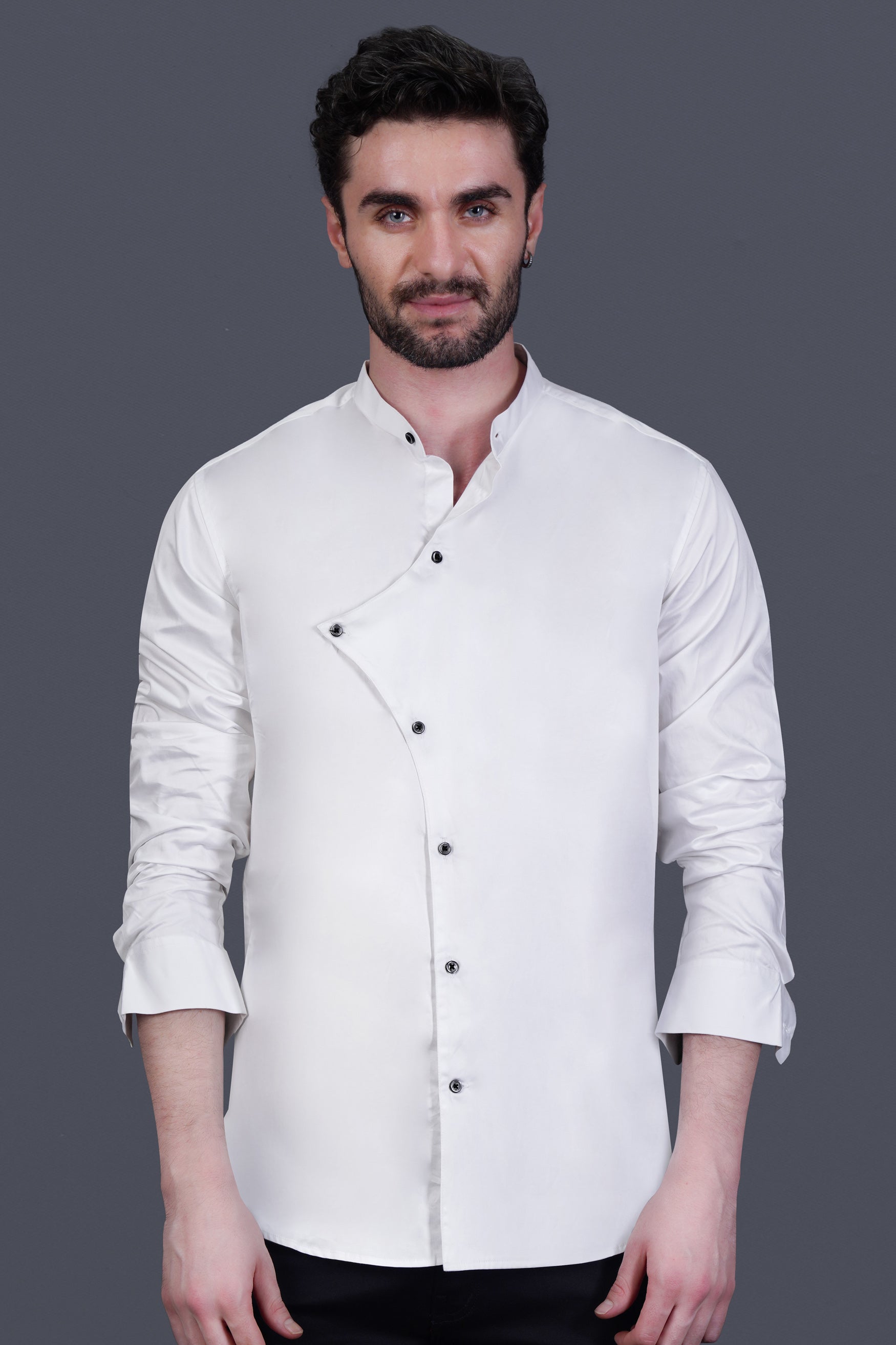 Bright White Subtle Sheen Super Soft Premium Cotton Designer Shirt