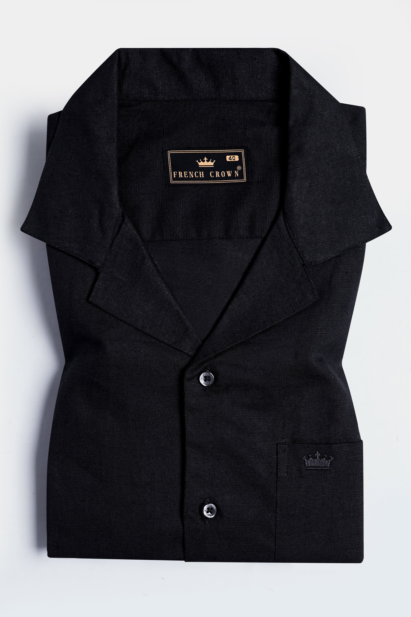 Jade Black Luxurious Linen Half Sleeved Shirt 11994-CC-SS-BLK-38, 11994-CC-SS-BLK-39, 11994-CC-SS-BLK-40, 11994-CC-SS-BLK-42, 11994-CC-SS-BLK-44, 11994-CC-SS-BLK-46, 11994-CC-SS-BLK-48, 11994-CC-SS-BLK-50, 11994-CC-SS-BLK-52