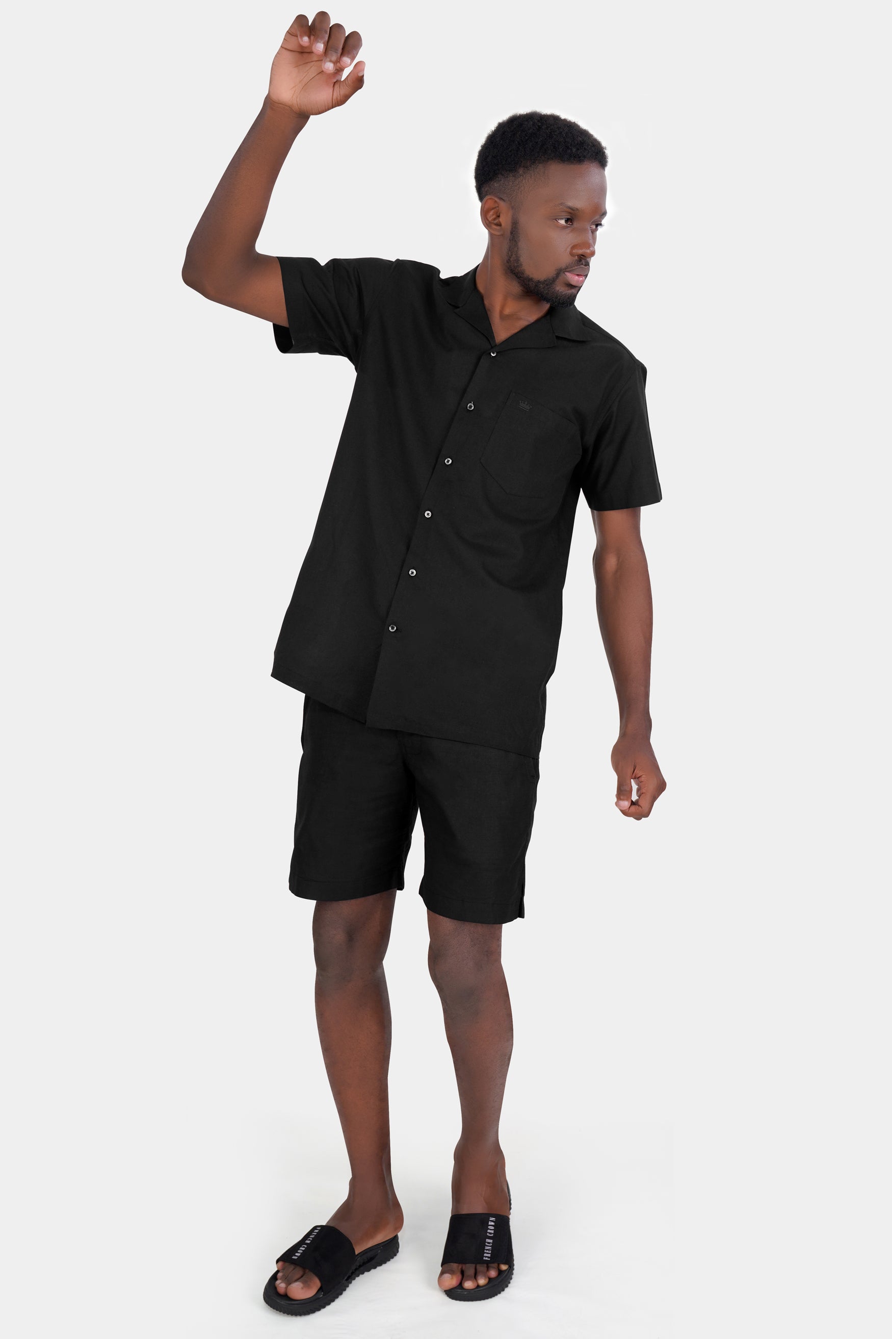 Jade Black Luxurious Linen Half Sleeved Shirt 11994-CC-SS-BLK-38, 11994-CC-SS-BLK-39, 11994-CC-SS-BLK-40, 11994-CC-SS-BLK-42, 11994-CC-SS-BLK-44, 11994-CC-SS-BLK-46, 11994-CC-SS-BLK-48, 11994-CC-SS-BLK-50, 11994-CC-SS-BLK-52
