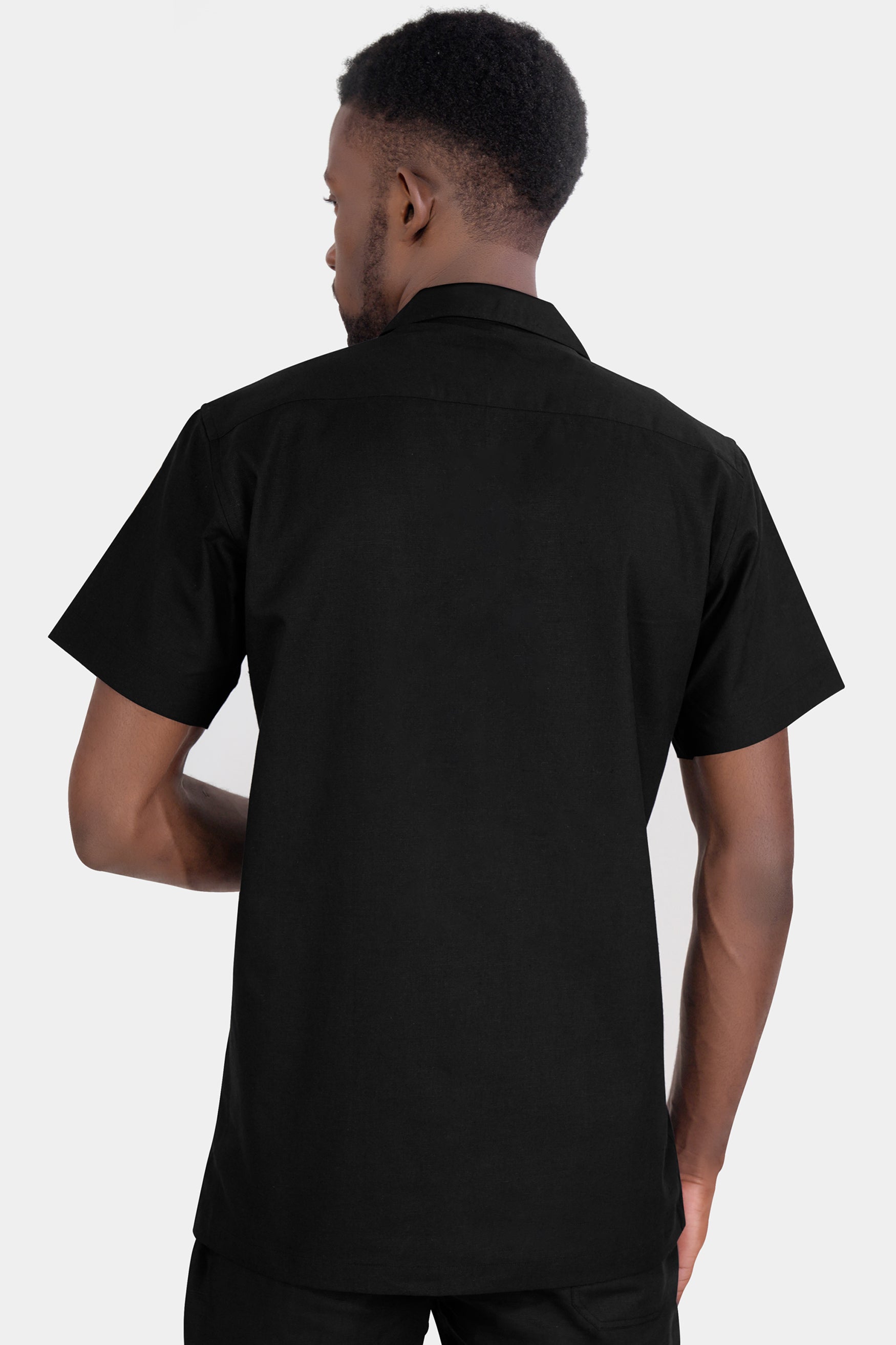 Jade Black Luxurious Linen Half Sleeved Shirt 11994-CC-SS-BLK-38, 11994-CC-SS-BLK-39, 11994-CC-SS-BLK-40, 11994-CC-SS-BLK-42, 11994-CC-SS-BLK-44, 11994-CC-SS-BLK-46, 11994-CC-SS-BLK-48, 11994-CC-SS-BLK-50, 11994-CC-SS-BLK-52