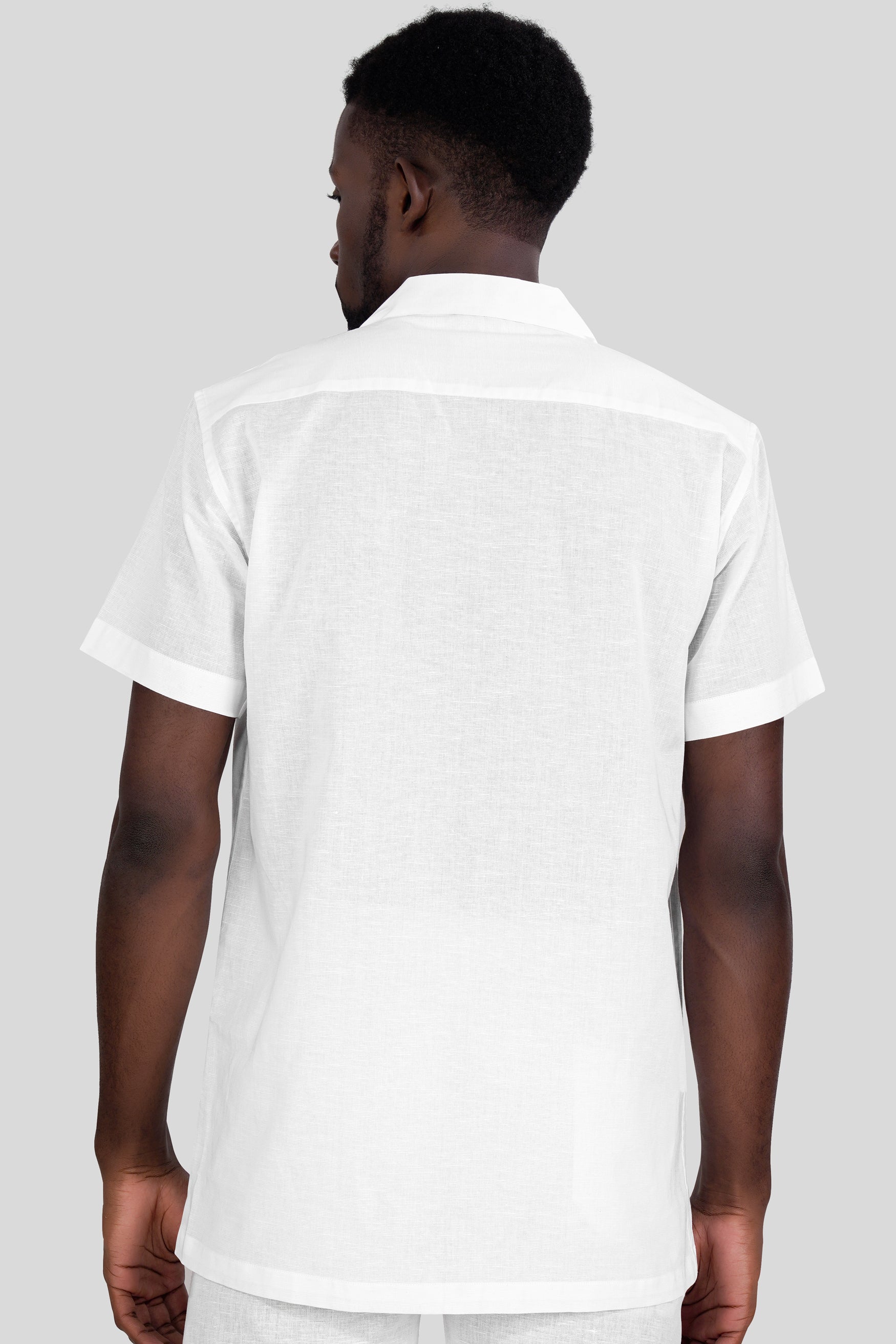 Bright White Luxurious Linen Half Sleeved Shirt 11997-CC-SS-38, 11997-CC-SS-39, 11997-CC-SS-40, 11997-CC-SS-42, 11997-CC-SS-44, 11997-CC-SS-46, 11997-CC-SS-48, 11997-CC-SS-50, 11997-CC-SS-52