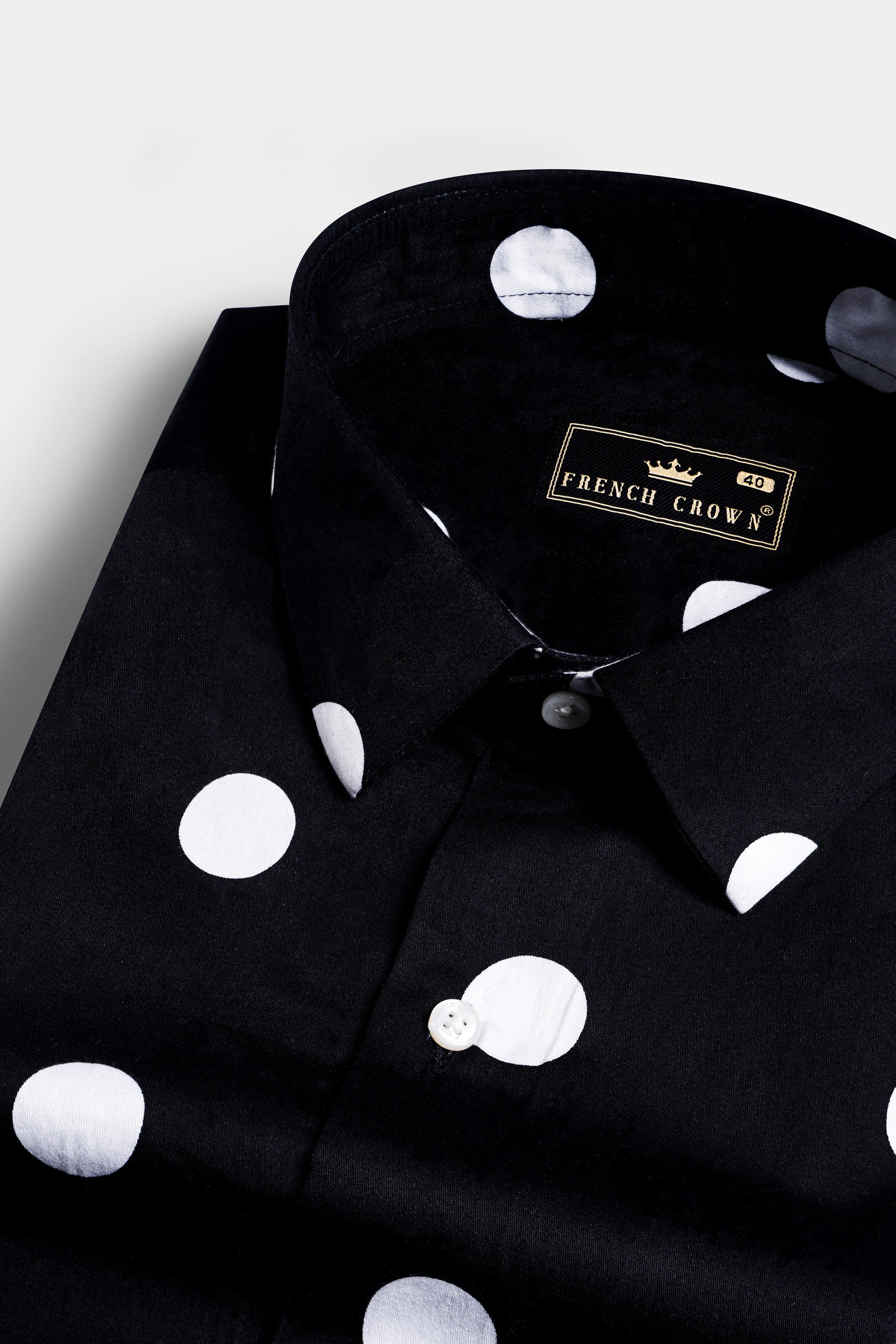 Jade Black and White Polka Dots Premium Cotton Shirt