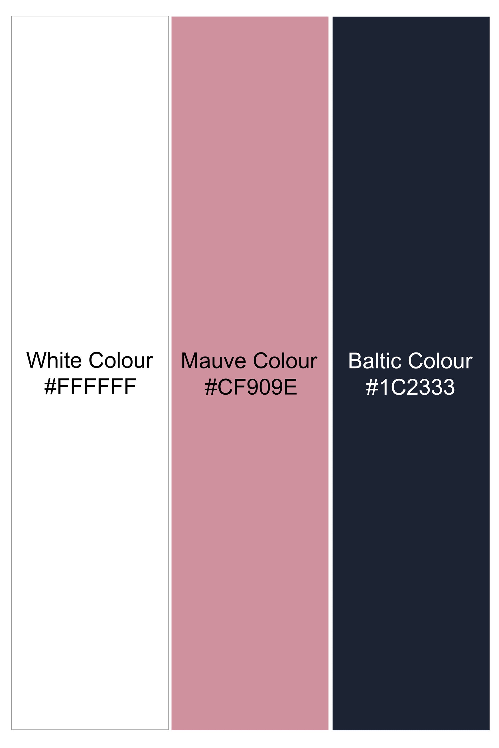 Bright White and Mauve Pink Leaves Printed Subtle Sheen Super Soft Premium Cotton Shirt