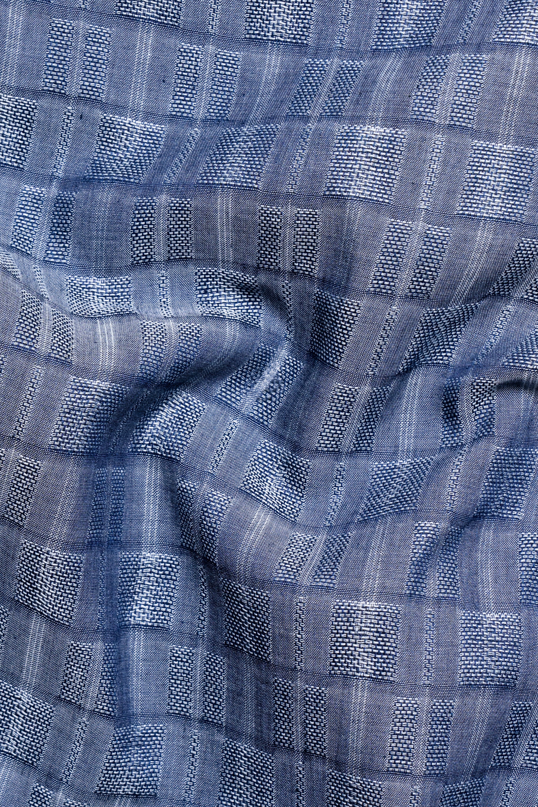 Waikawa Blue and Casper Gray Dobby Textured Premium Giza Cotton Kurta Shirt