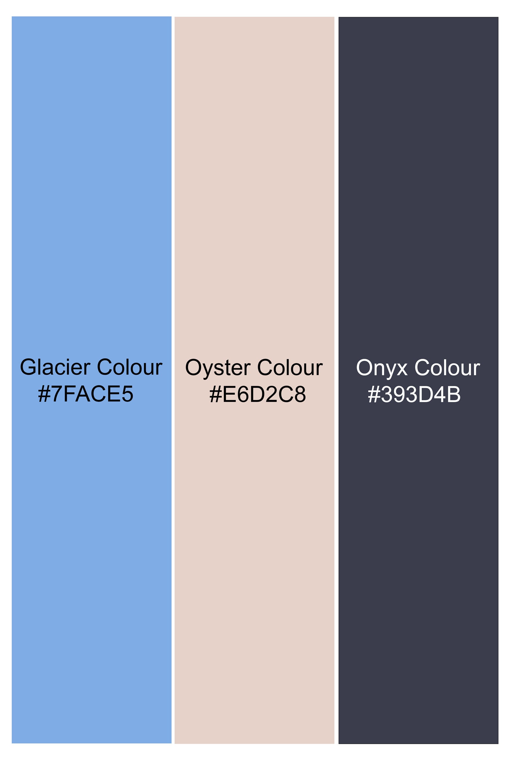 Glacier Blue and Oyster Beige Checked Twill Premium Cotton Shirt