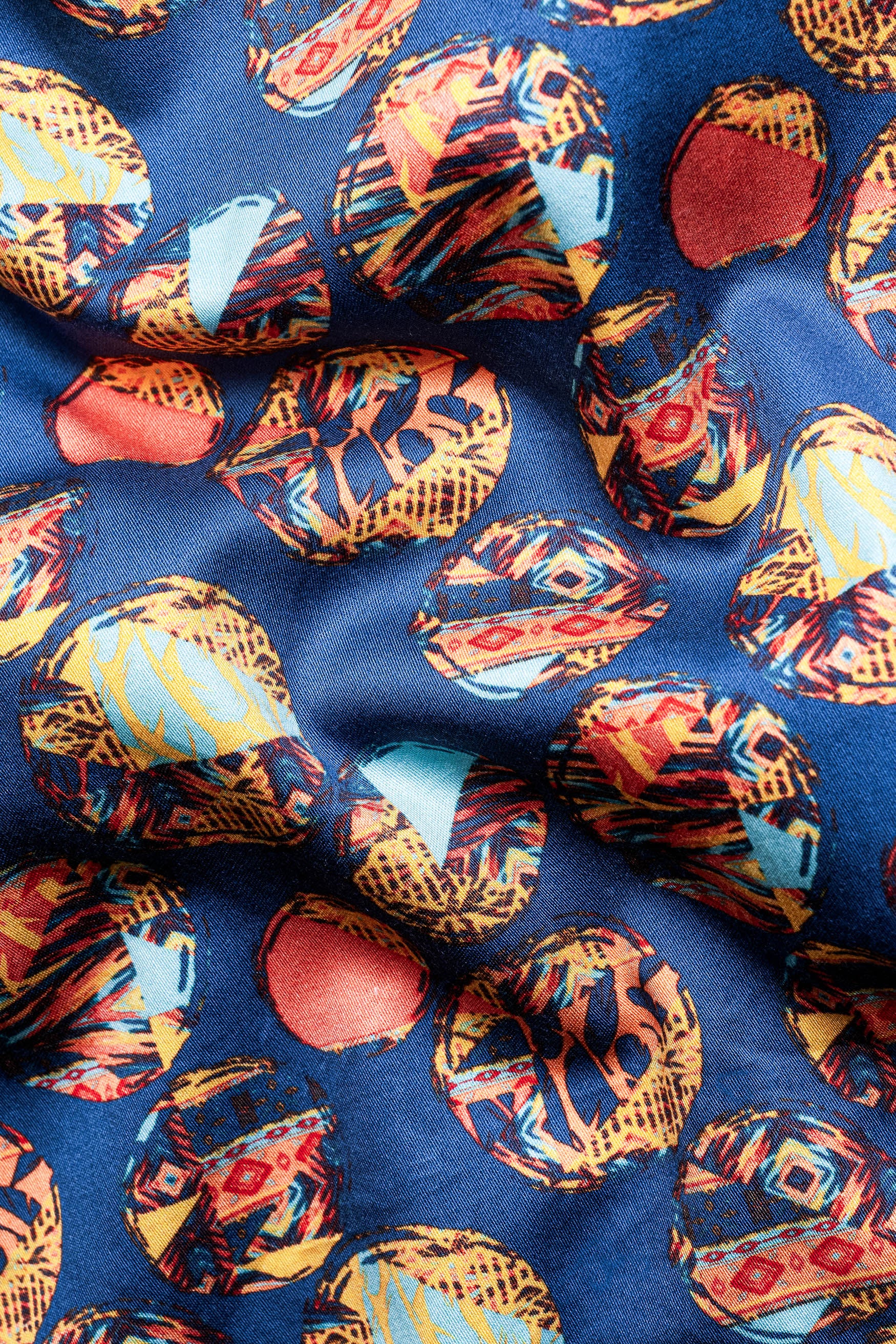 Topaz Blue with Peachy and Aqua Blue Abstract Printed Subtle Sheen Super Soft Premium Cotton Kurta Shirt