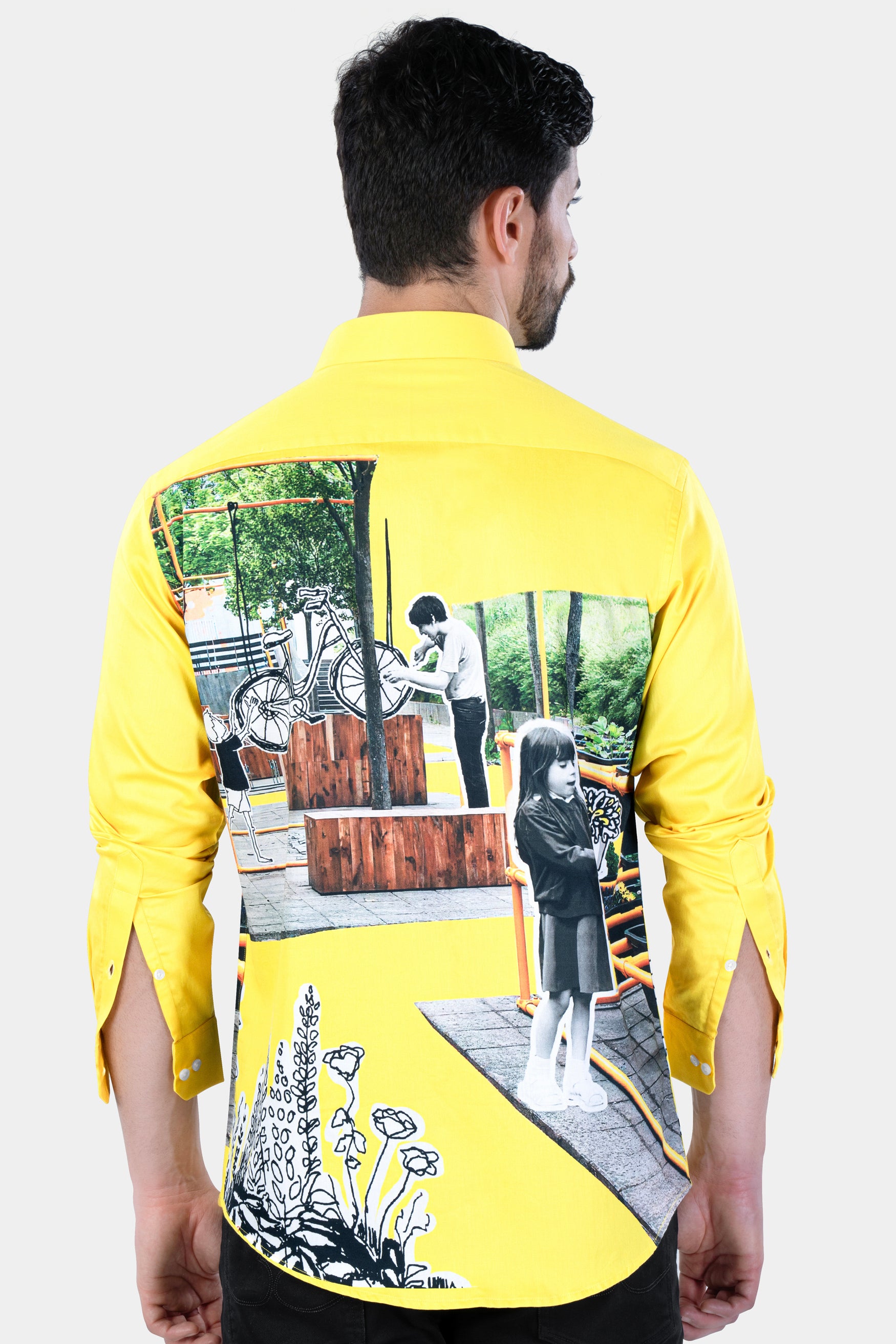 Sandy Yellow Printed Subtle Sheen Super Soft Premium Cotton Designer Shirt