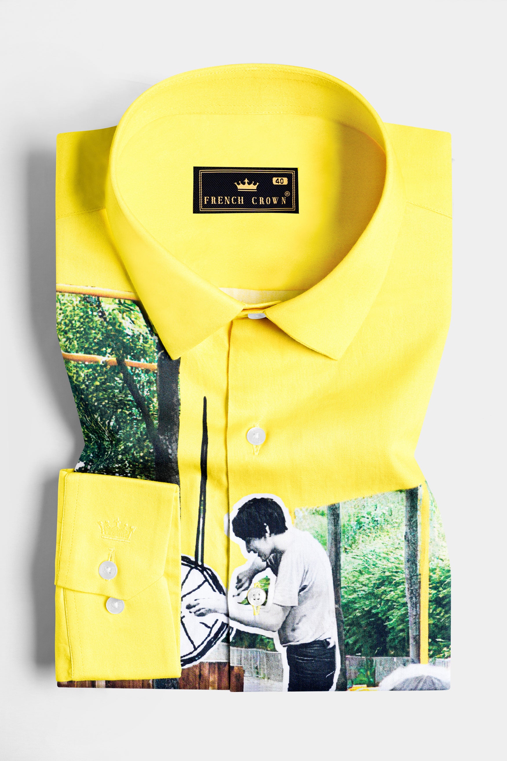 Sandy Yellow Printed Subtle Sheen Super Soft Premium Cotton Designer Shirt