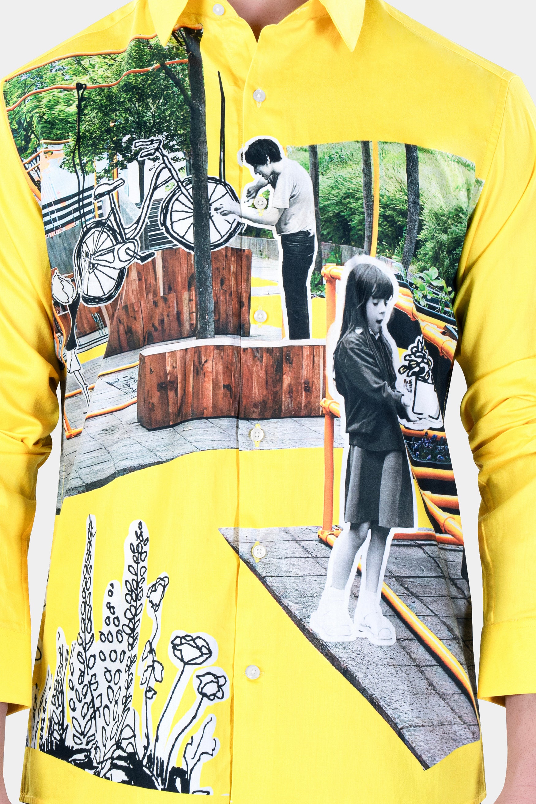 Sandy Yellow Printed Subtle Sheen Super Soft Premium Cotton Designer Shirt