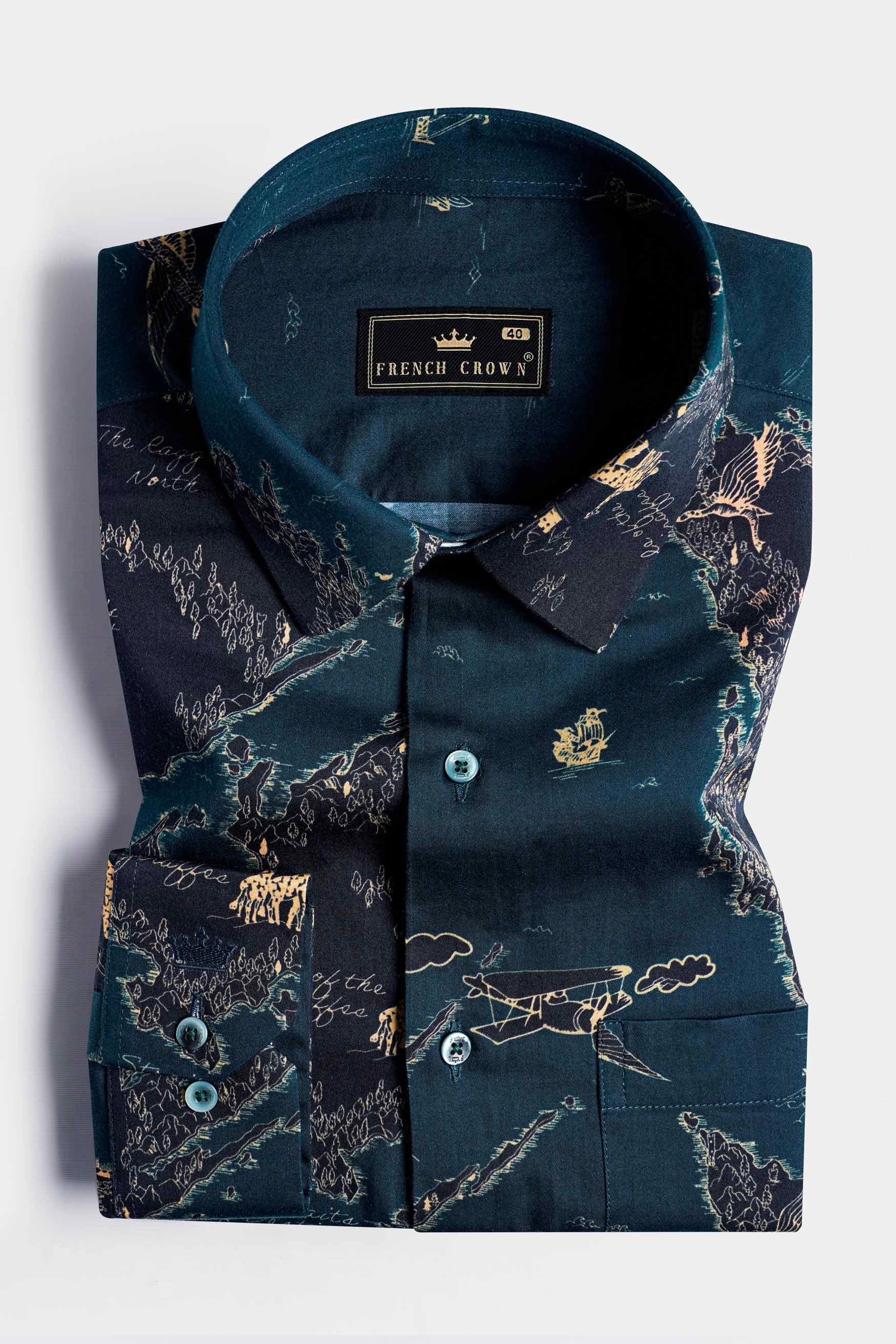 Gable Green Map Printed Subtle Sheen Super Soft Premium Cotton Designer Shirt 12087-GR-38, 12087-GR-H-38, 12087-GR-39, 12087-GR-H-39, 12087-GR-40, 12087-GR-H-40, 12087-GR-42, 12087-GR-H-42, 12087-GR-44, 12087-GR-H-44, 12087-GR-46, 12087-GR-H-46, 12087-GR-48, 12087-GR-H-48, 12087-GR-50, 12087-GR-H-50, 12087-GR-52, 12087-GR-H-52