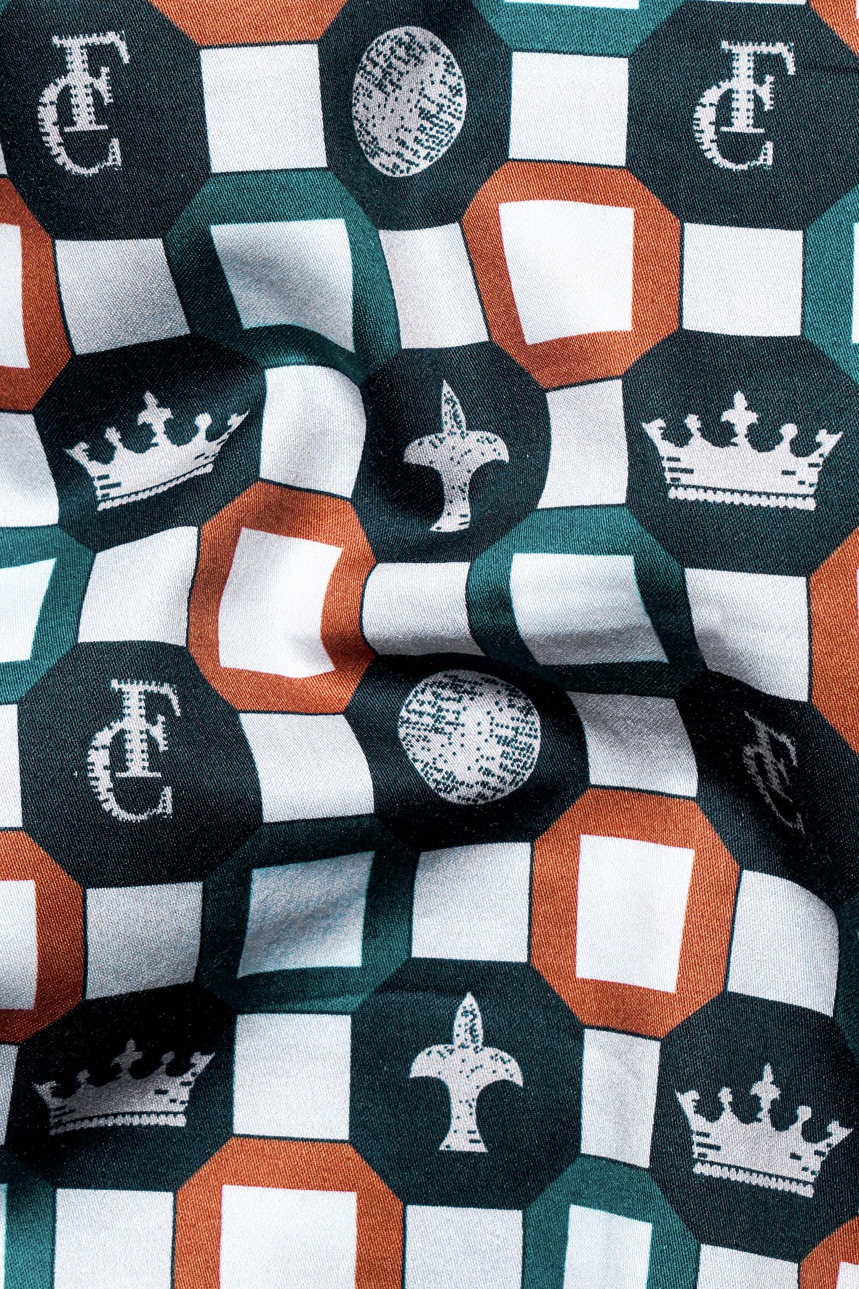 Teal Green and Bright White Multicolour Brand Elements Printed Subtle Sheen Super Soft Premium Cotton Designer Shirt 12093-38, 12093-H-38, 12093-39, 12093-H-39, 12093-40, 12093-H-40, 12093-42, 12093-H-42, 12093-44, 12093-H-44, 12093-46, 12093-H-46, 12093-48, 12093-H-48, 12093-50, 12093-H-50, 12093-52, 12093-H-52