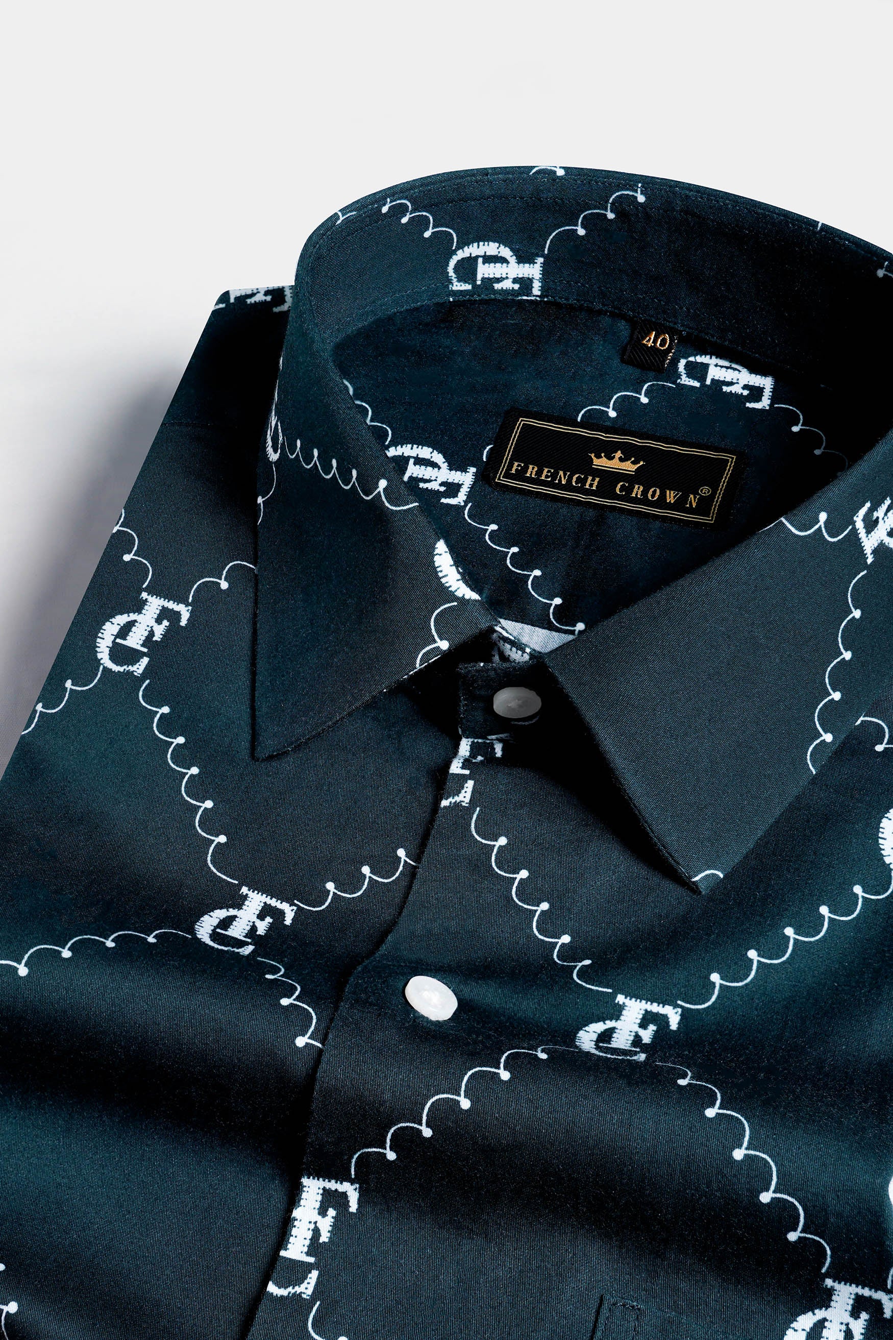 Firefly Blue and White with Brand Elements and Geometric Printed Subtle Sheen Super Soft Premium Cotton Designer Shirt 12100-38, 12100-H-38, 12100-39, 12100-H-39, 12100-40, 12100-H-40, 12100-42, 12100-H-42, 12100-44, 12100-H-44, 12100-46, 12100-H-46, 12100-48, 12100-H-48, 12100-50, 12100-H-50, 12100-52, 12100-H-52