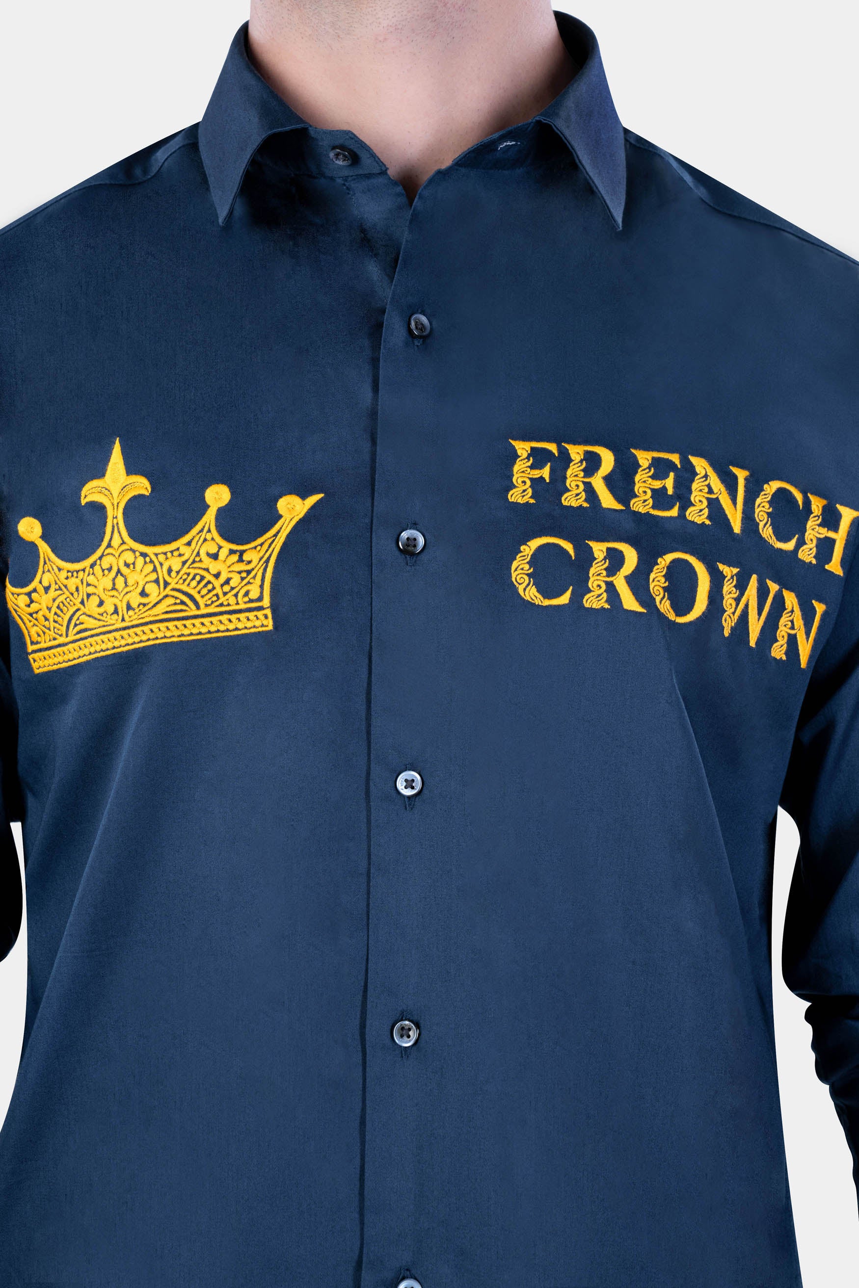 Midnight Blue with Brand Name and Logo Embroidered Subtle Sheen Super Soft Premium Cotton Designer Shirt 12105-BLE-E359-38, 12105-BLE-E359-H-38, 12105-BLE-E359-39, 12105-BLE-E359-H-39, 12105-BLE-E359-40, 12105-BLE-E359-H-40, 12105-BLE-E359-42, 12105-BLE-E359-H-42, 12105-BLE-E359-44, 12105-BLE-E359-H-44, 12105-BLE-E359-46, 12105-BLE-E359-H-46, 12105-BLE-E359-48, 12105-BLE-E359-H-48, 12105-BLE-E359-50, 12105-BLE-E359-H-50, 12105-BLE-E359-52, 12105-BLE-E359-H-52