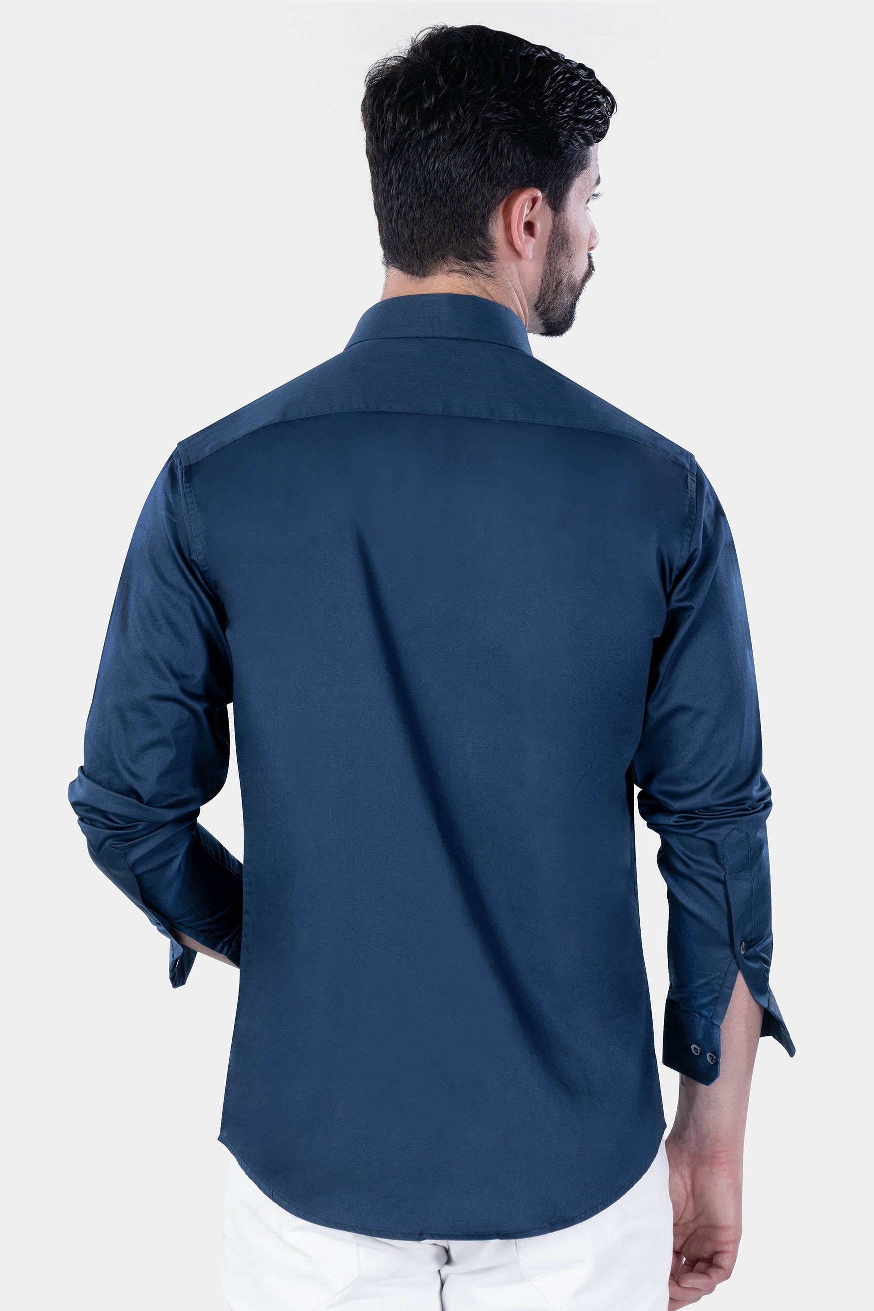 Midnight Blue with Brand Name and Logo Embroidered Subtle Sheen Super Soft Premium Cotton Designer Shirt 12105-BLE-E359-38, 12105-BLE-E359-H-38, 12105-BLE-E359-39, 12105-BLE-E359-H-39, 12105-BLE-E359-40, 12105-BLE-E359-H-40, 12105-BLE-E359-42, 12105-BLE-E359-H-42, 12105-BLE-E359-44, 12105-BLE-E359-H-44, 12105-BLE-E359-46, 12105-BLE-E359-H-46, 12105-BLE-E359-48, 12105-BLE-E359-H-48, 12105-BLE-E359-50, 12105-BLE-E359-H-50, 12105-BLE-E359-52, 12105-BLE-E359-H-52