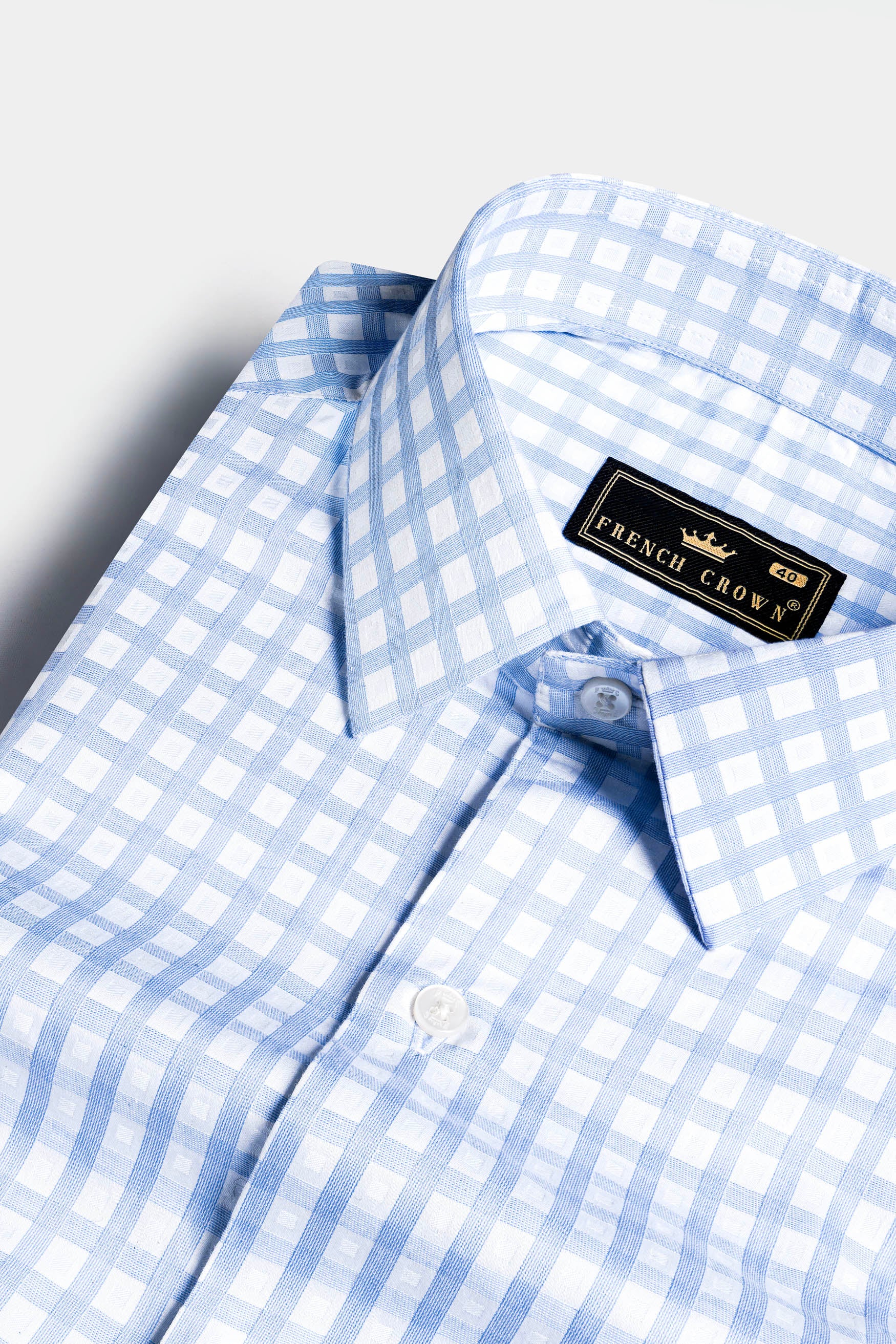 Jordy Blue and White Checked Dobby Textured Premium Giza Cotton Shirt 12113-38, 12113-H-38, 12113-39, 12113-H-39, 12113-40, 12113-H-40, 12113-42, 12113-H-42, 12113-44, 12113-H-44, 12113-46, 12113-H-46, 12113-48, 12113-H-48, 12113-50, 12113-H-50, 12113-52, 12113-H-52