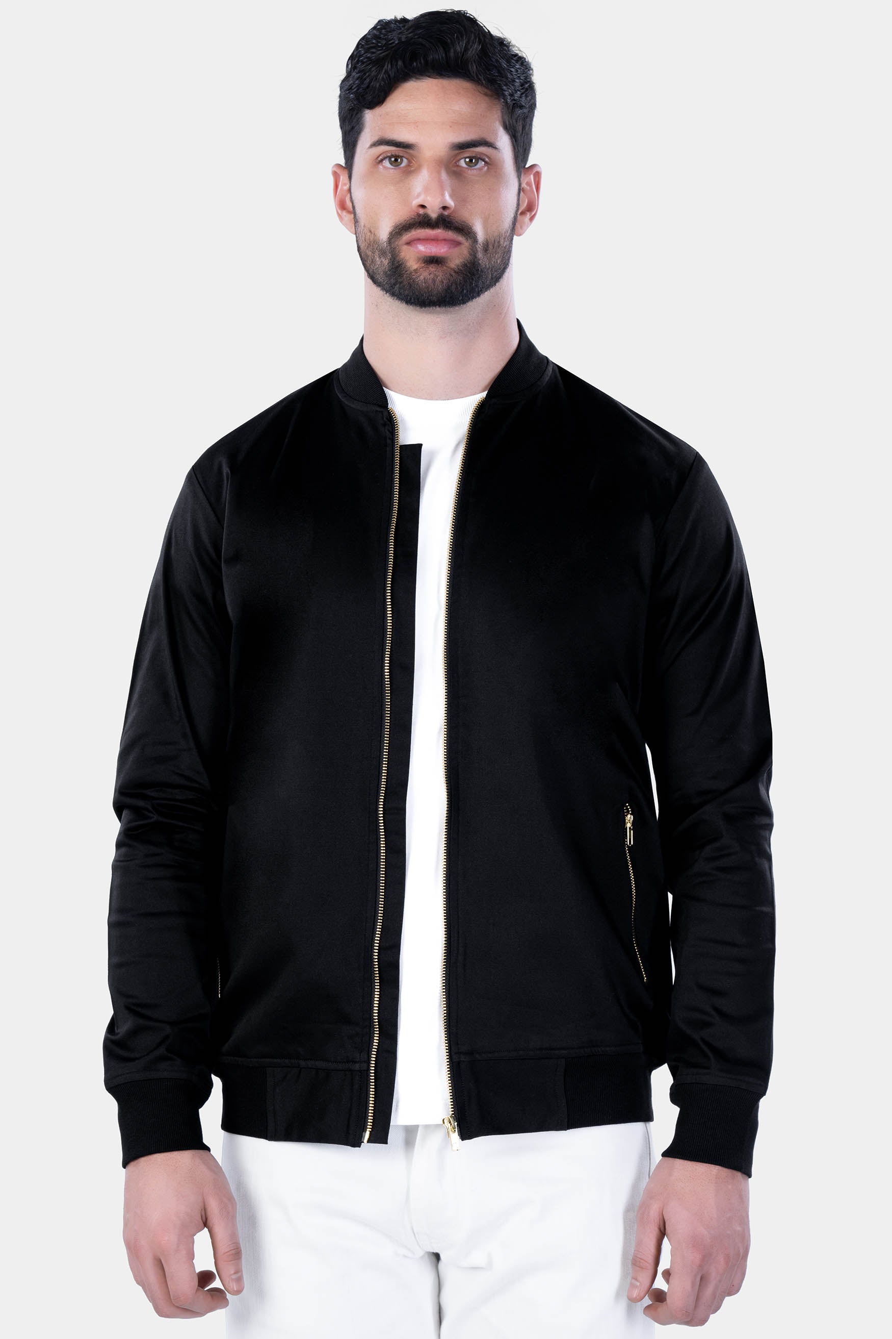 Jade Black Premium Cotton Bomber Jacket