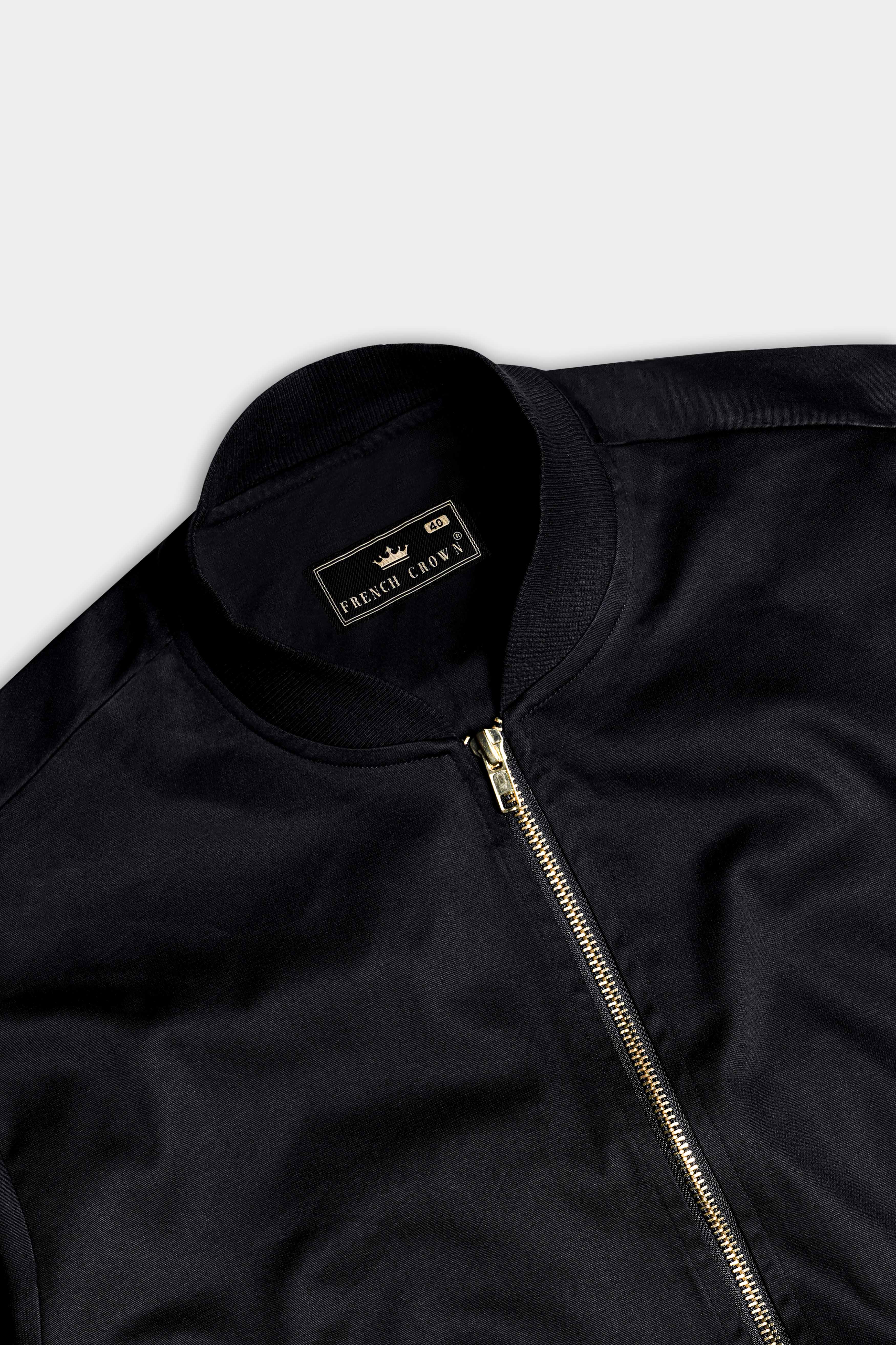 Jade Black Premium Cotton Bomber Jacket