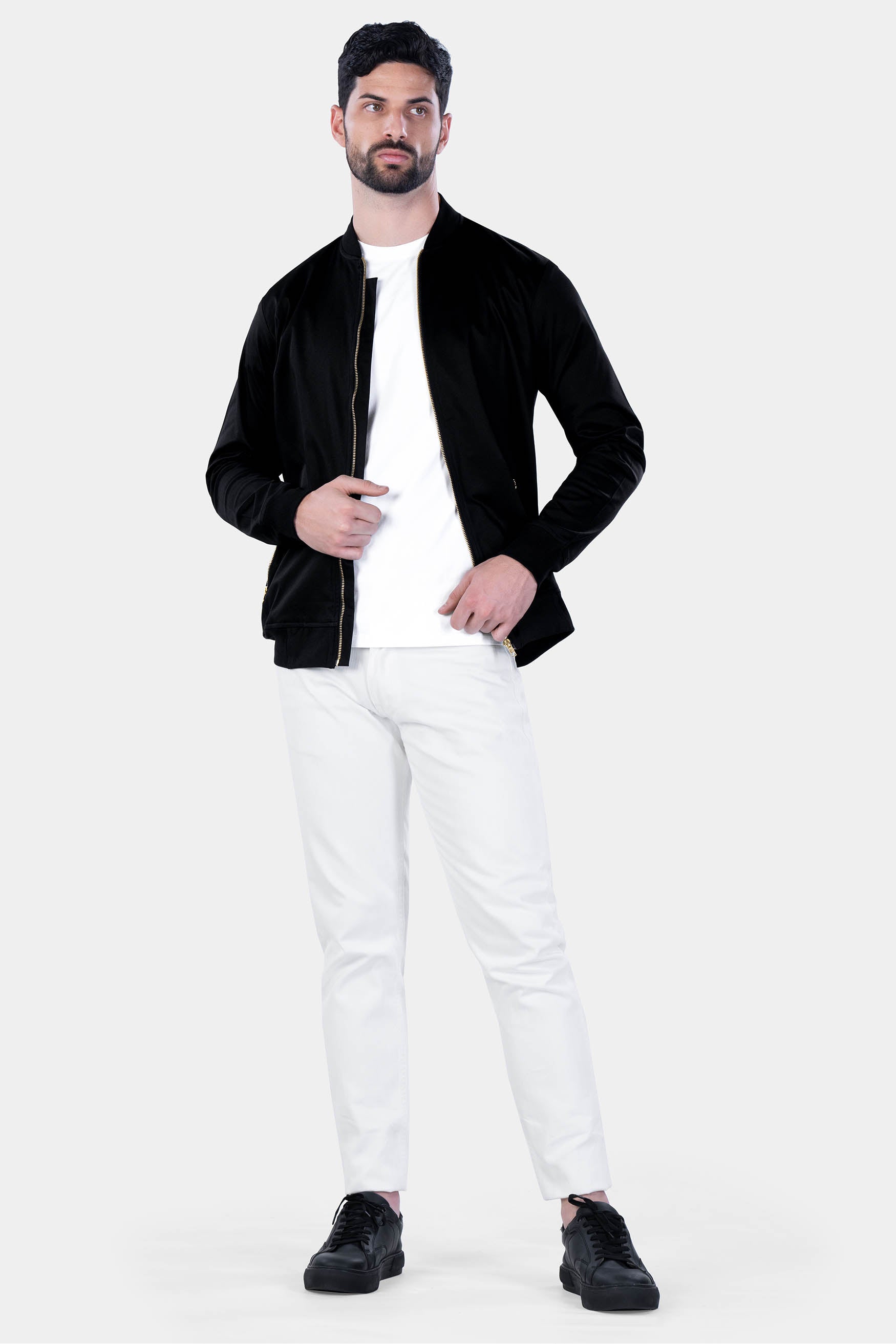 Jade Black Premium Cotton Bomber Jacket