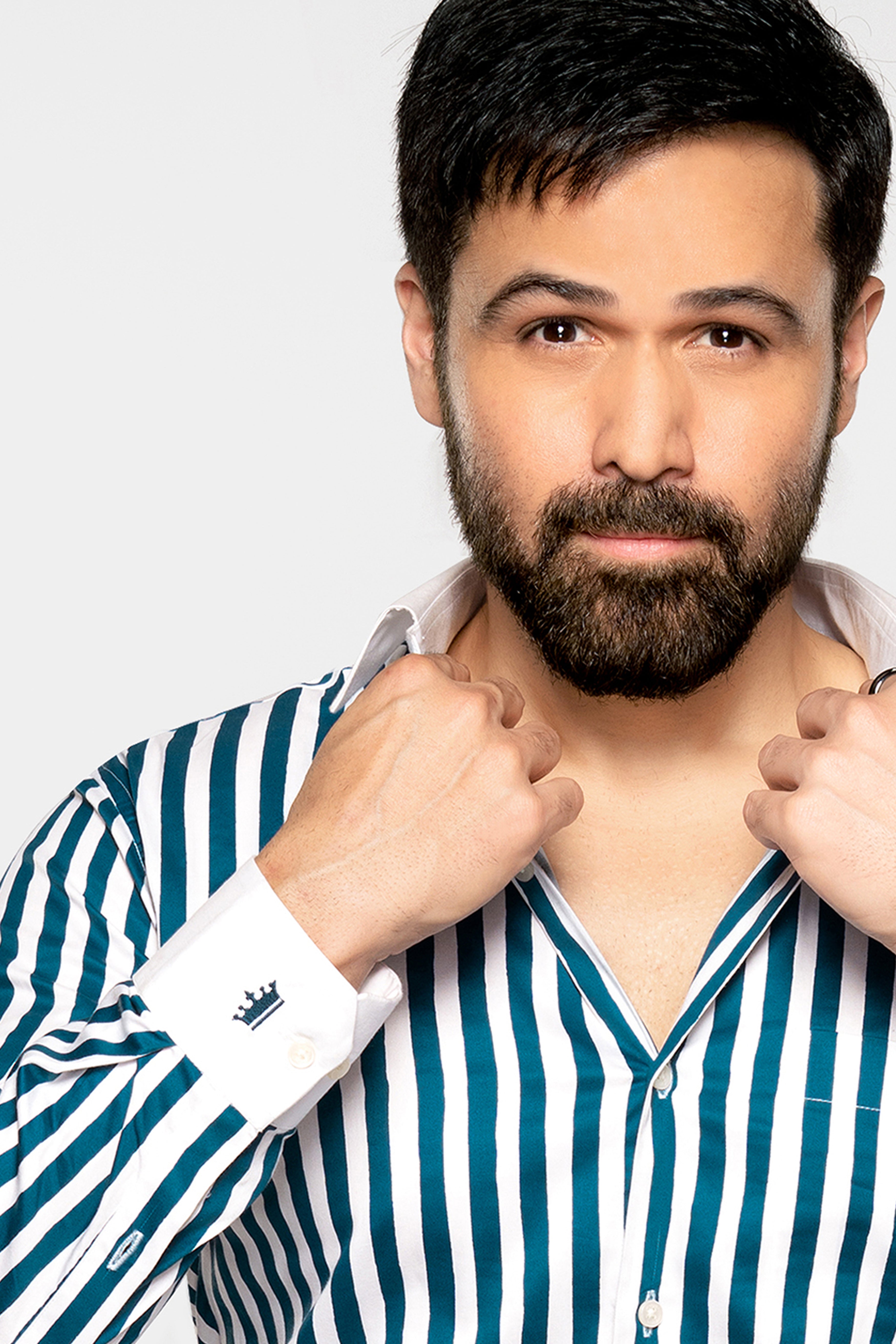 Regal Blue and White Striped Printed with White Cuffs and Collar Subtle Sheen Super Soft Premium Cotton Designer Shirt