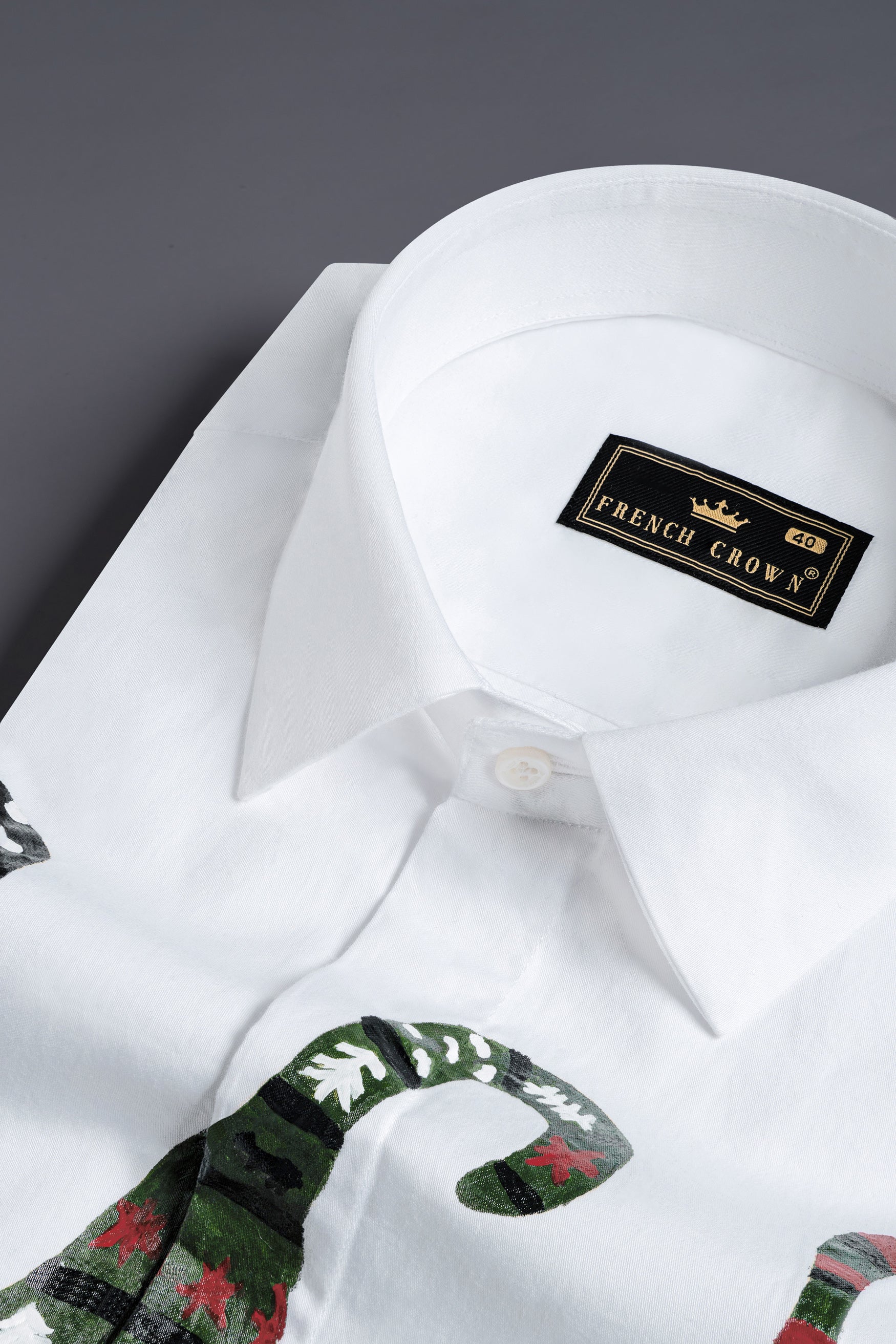 Bright White Christmas Gnomes Hand Painted Subtle Sheen Super Soft Premium Cotton Designer Shirt