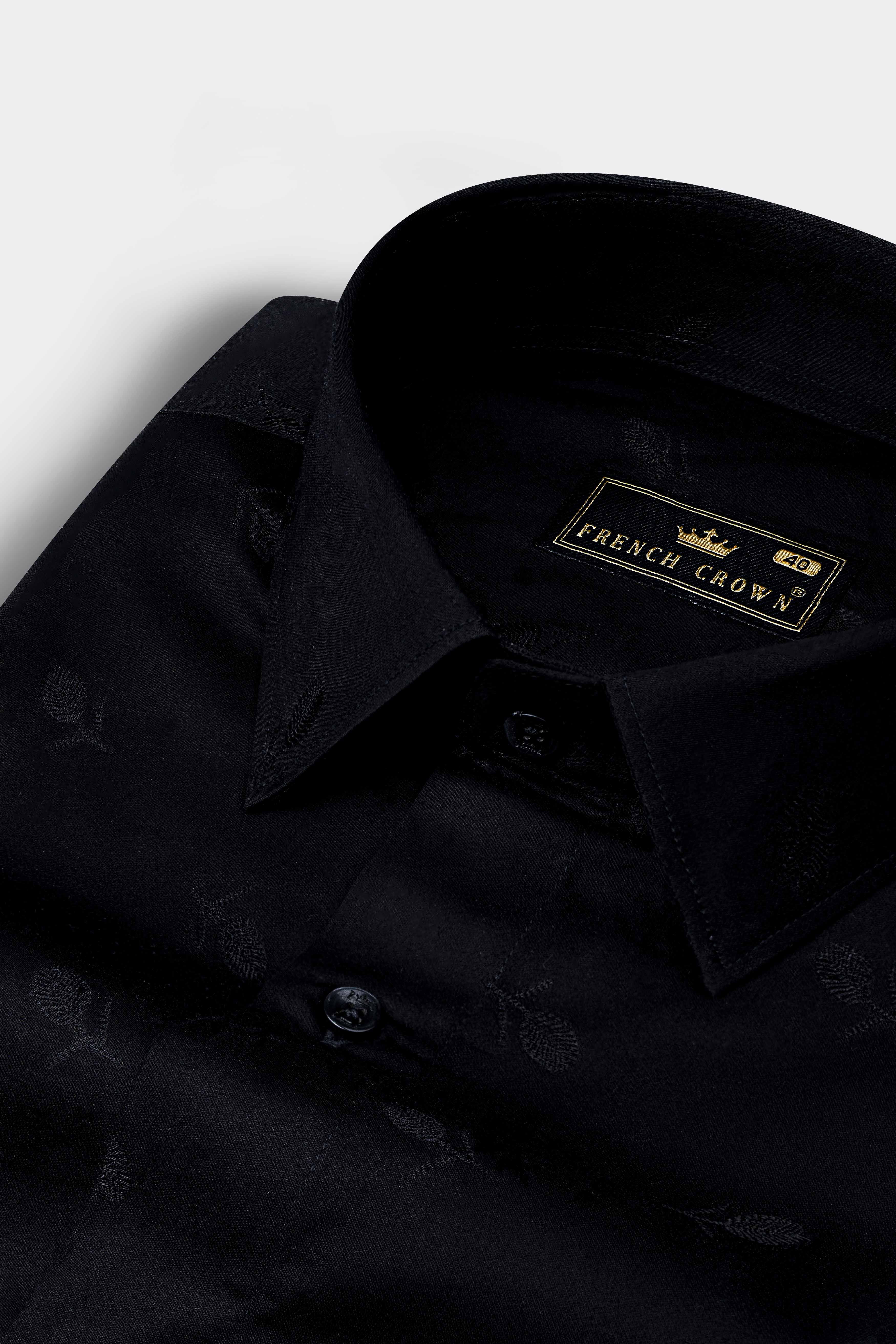 Jade Black Flower Jacquard Textured Premium Giza Cotton Shirt 12380-BLK-38, 12380-BLK-H-38, 12380-BLK-39, 12380-BLK-H-39, 12380-BLK-40, 12380-BLK-H-40, 12380-BLK-42, 12380-BLK-H-42, 12380-BLK-44, 12380-BLK-H-44, 12380-BLK-46, 12380-BLK-H-46, 12380-BLK-48, 12380-BLK-H-48, 12380-BLK-50, 12380-BLK-H-50, 12380-BLK-52, 12380-BLK-H-52