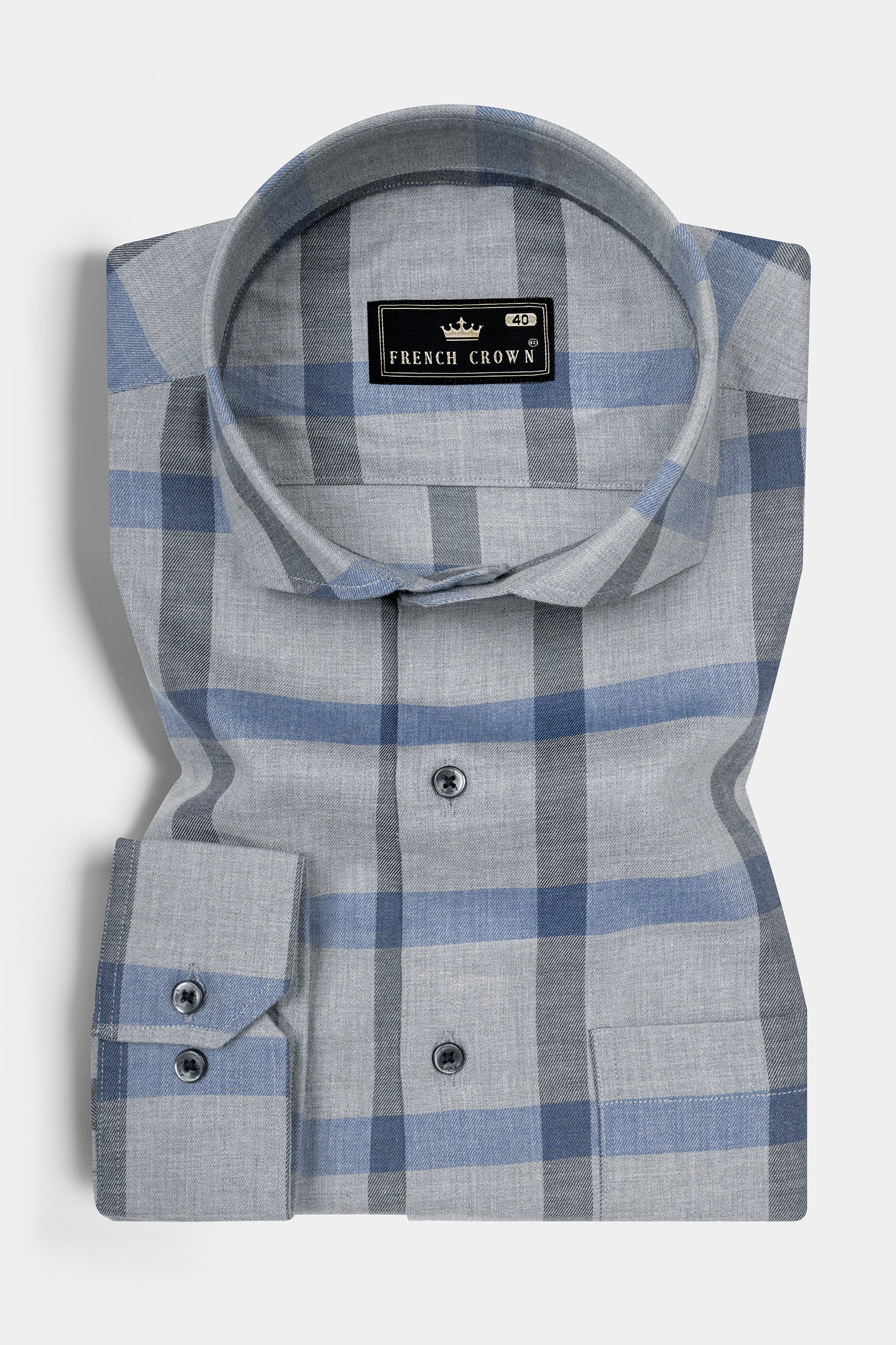 Manatee Gray and Wild Blue Plaid Twill Premium Cotton Shirt 12426-CA-BLK-38, 12426-CA-BLK-H-38, 12426-CA-BLK-39, 12426-CA-BLK-H-39, 12426-CA-BLK-40, 12426-CA-BLK-H-40, 12426-CA-BLK-42, 12426-CA-BLK-H-42, 12426-CA-BLK-44, 12426-CA-BLK-H-44, 12426-CA-BLK-46, 12426-CA-BLK-H-46, 12426-CA-BLK-48, 12426-CA-BLK-H-48, 12426-CA-BLK-50, 12426-CA-BLK-H-50, 12426-CA-BLK-52, 12426-CA-BLK-H-52