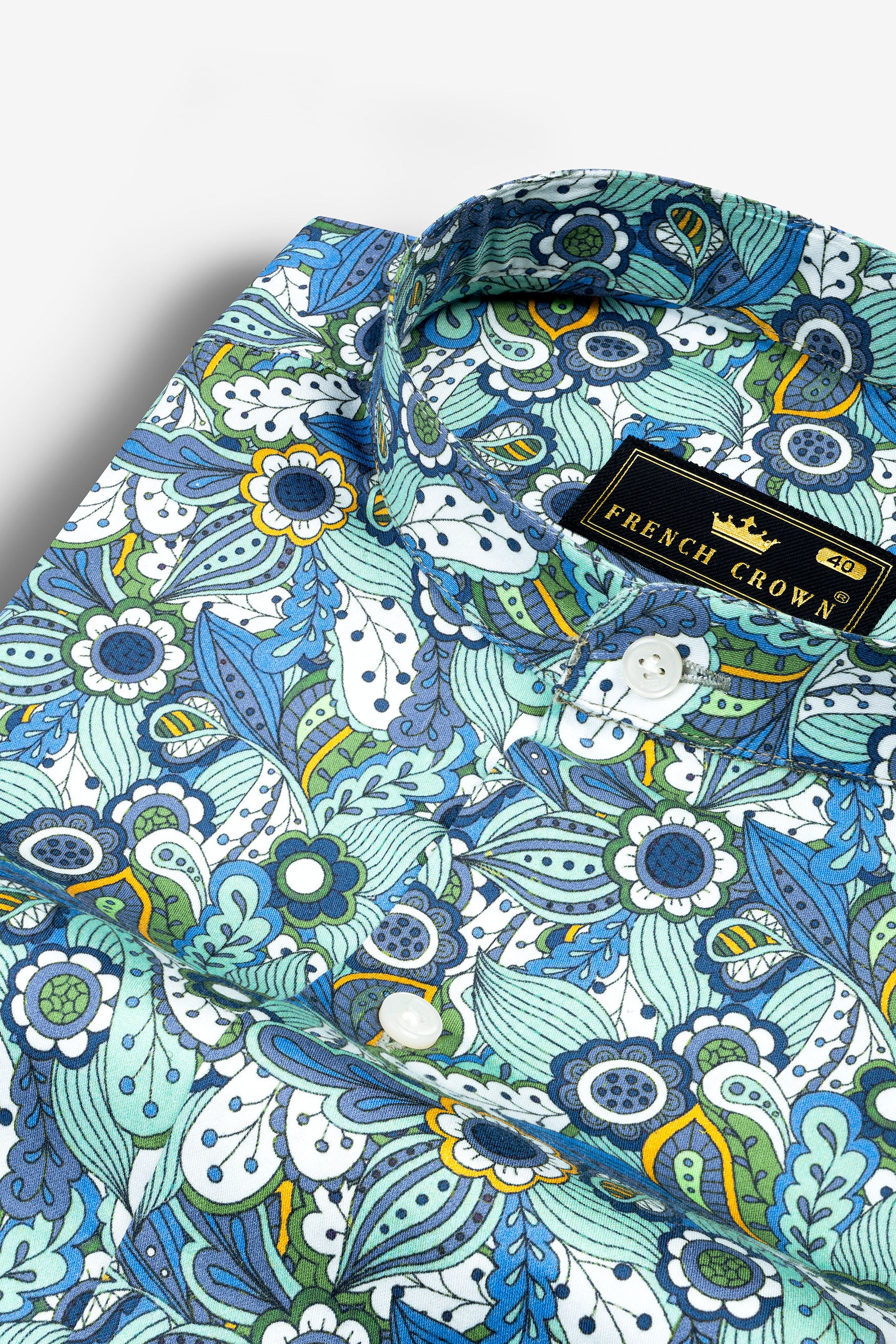 Sinbad Blue Multicolor Floral Printed Subtle Sheen Super Soft Premium Cotton Shirt 12435-M-38, 12435-M-H-38, 12435-M-39, 12435-M-H-39, 12435-M-40, 12435-M-H-40, 12435-M-42, 12435-M-H-42, 12435-M-44, 12435-M-H-44, 12435-M-46, 12435-M-H-46, 12435-M-48, 12435-M-H-48, 12435-M-50, 12435-M-H-50, 12435-M-52, 12435-M-H-52