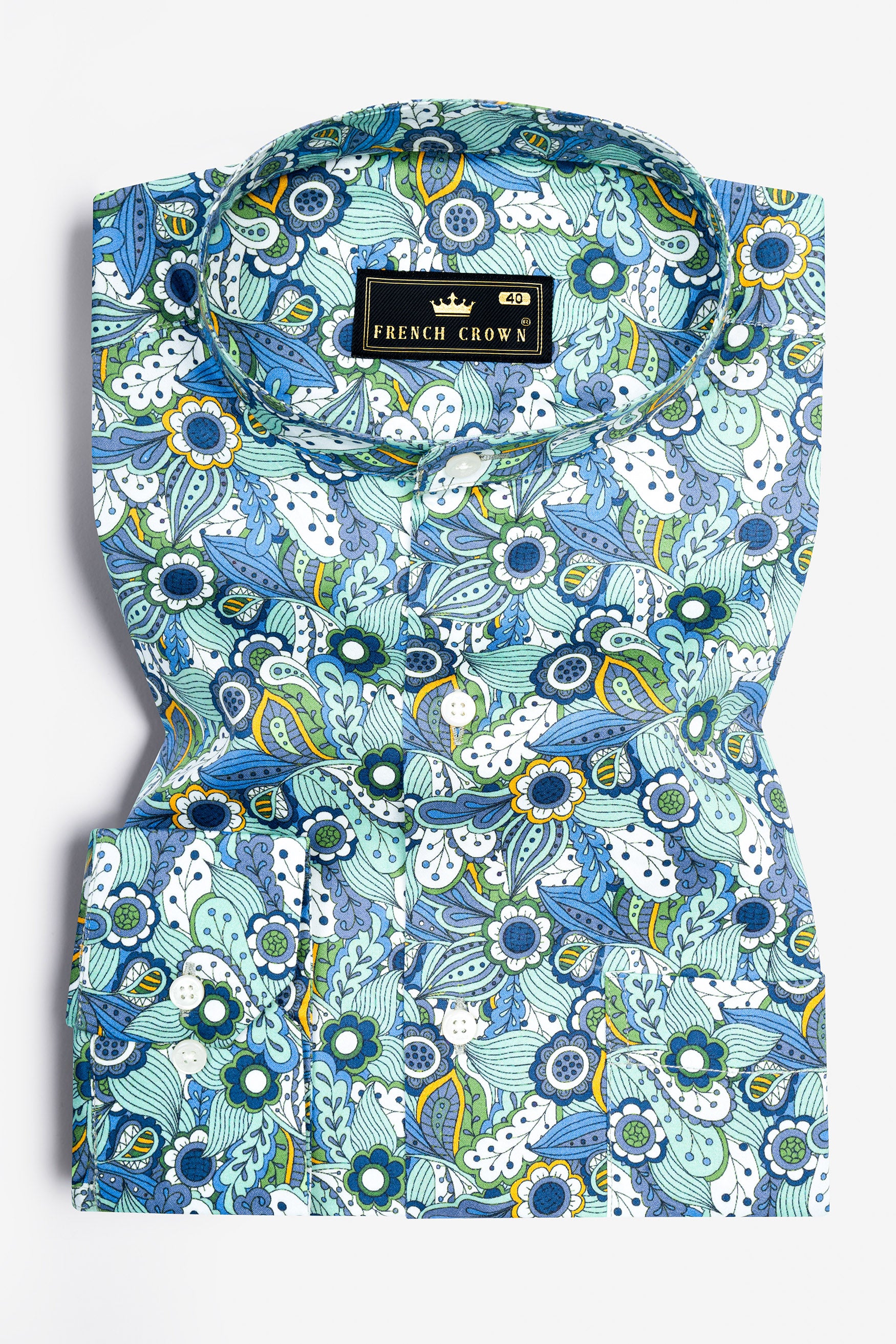 Sinbad Blue Multicolor Floral Printed Subtle Sheen Super Soft Premium Cotton Shirt 12435-M-38, 12435-M-H-38, 12435-M-39, 12435-M-H-39, 12435-M-40, 12435-M-H-40, 12435-M-42, 12435-M-H-42, 12435-M-44, 12435-M-H-44, 12435-M-46, 12435-M-H-46, 12435-M-48, 12435-M-H-48, 12435-M-50, 12435-M-H-50, 12435-M-52, 12435-M-H-52