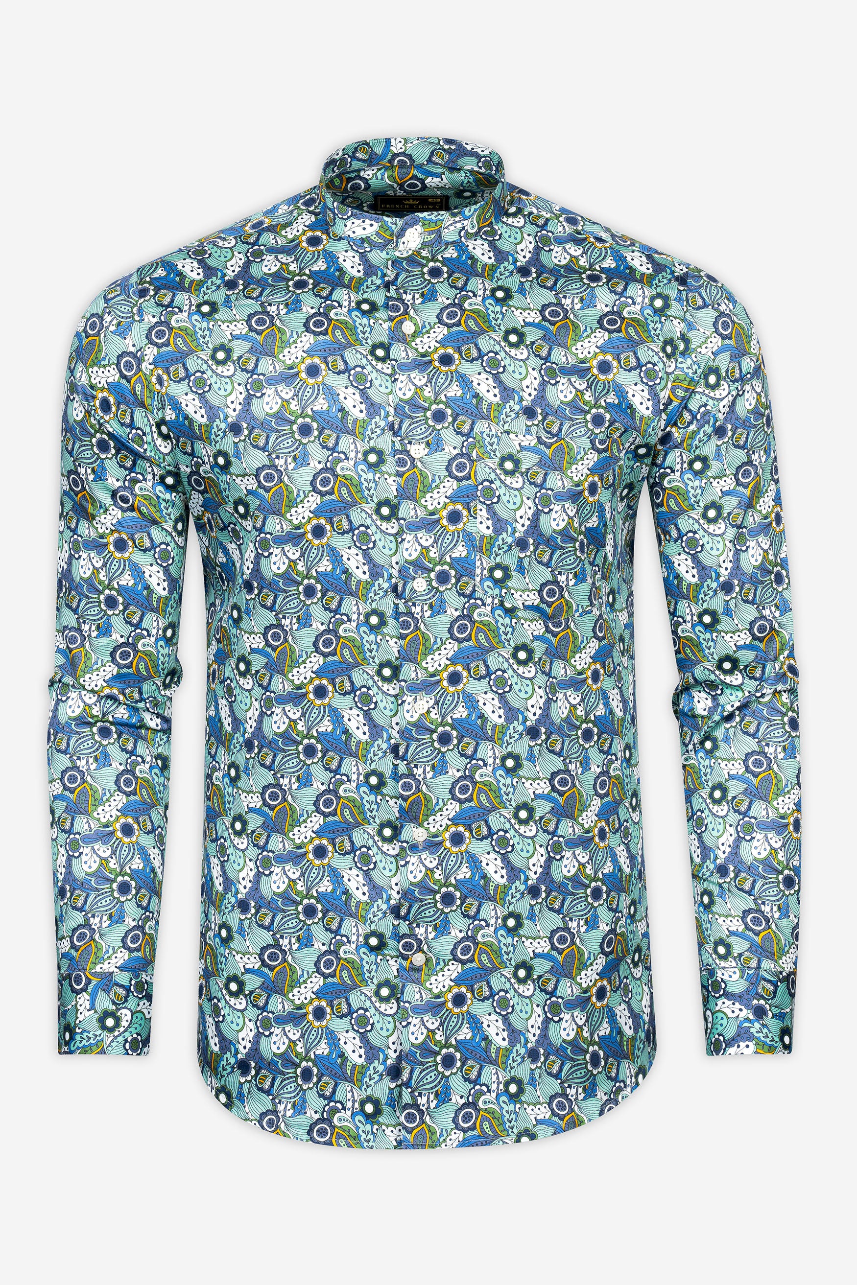 Sinbad Blue Multicolor Floral Printed Subtle Sheen Super Soft Premium Cotton Shirt 12435-M-38, 12435-M-H-38, 12435-M-39, 12435-M-H-39, 12435-M-40, 12435-M-H-40, 12435-M-42, 12435-M-H-42, 12435-M-44, 12435-M-H-44, 12435-M-46, 12435-M-H-46, 12435-M-48, 12435-M-H-48, 12435-M-50, 12435-M-H-50, 12435-M-52, 12435-M-H-52