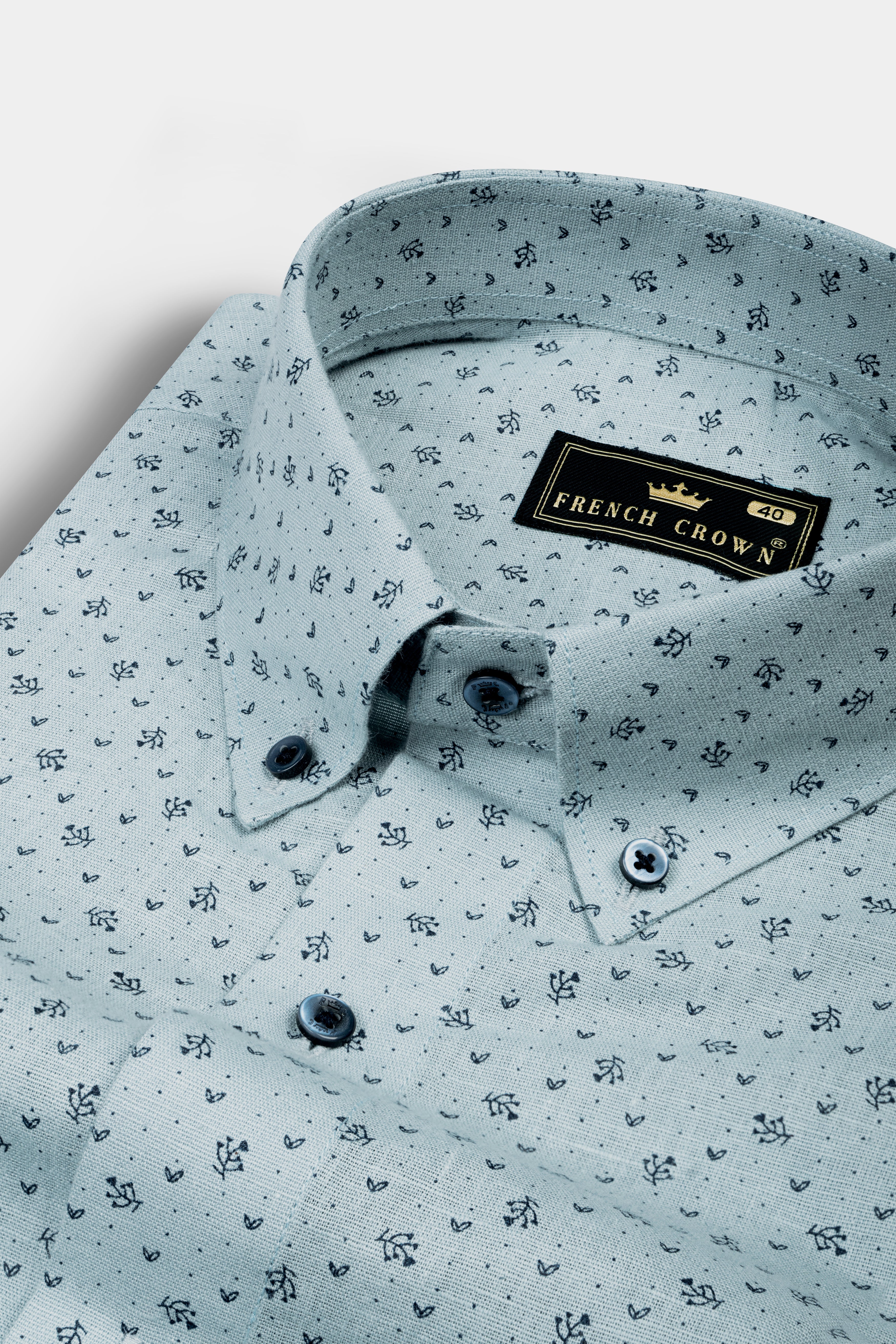 Casper Gray with cinder Blue Flower Printed Luxurious Linen Shirt 12441-BD-BLE-38, 12441-BD-BLE-H-38, 12441-BD-BLE-39, 12441-BD-BLE-H-39, 12441-BD-BLE-40, 12441-BD-BLE-H-40, 12441-BD-BLE-42, 12441-BD-BLE-H-42, 12441-BD-BLE-44, 12441-BD-BLE-H-44, 12441-BD-BLE-46, 12441-BD-BLE-H-46, 12441-BD-BLE-48, 12441-BD-BLE-H-48, 12441-BD-BLE-50, 12441-BD-BLE-H-50, 12441-BD-BLE-52, 12441-BD-BLE-H-52